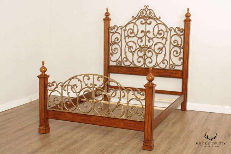 Rustic European Style Metal Scrollwork Queen Bed