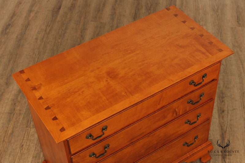 Chippendale Style Pair of Hand Crafted Maple Four Drawer Chests