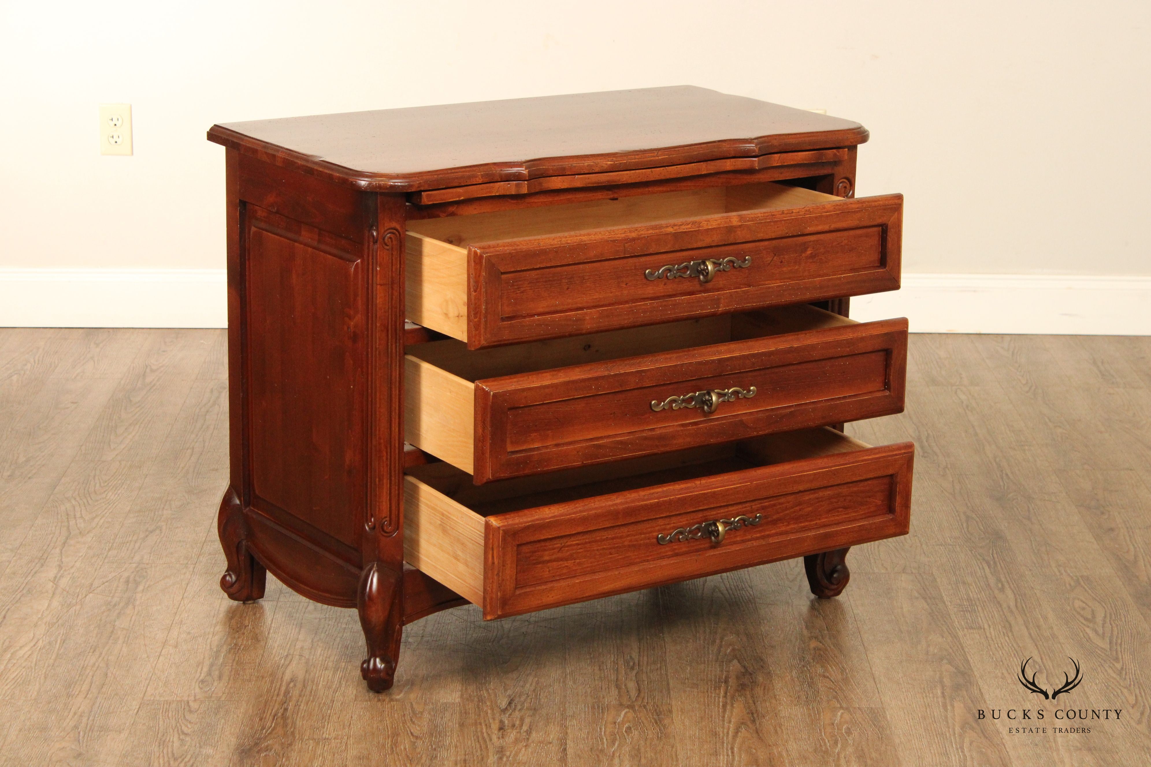 French Country Style Three Drawer Nightstand Chest