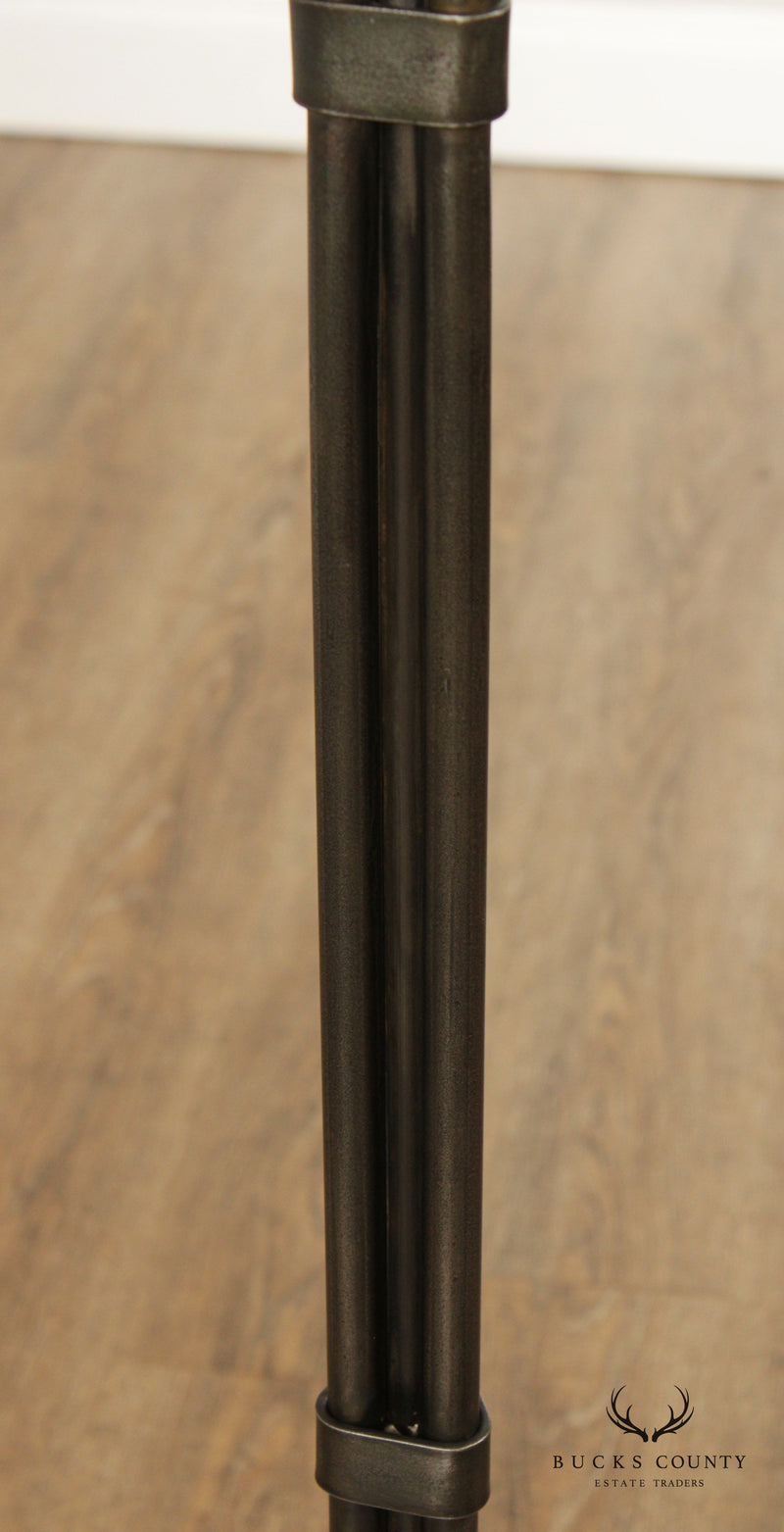 Art Deco Style Hand Forged Iron Torchiere Floor Lamp