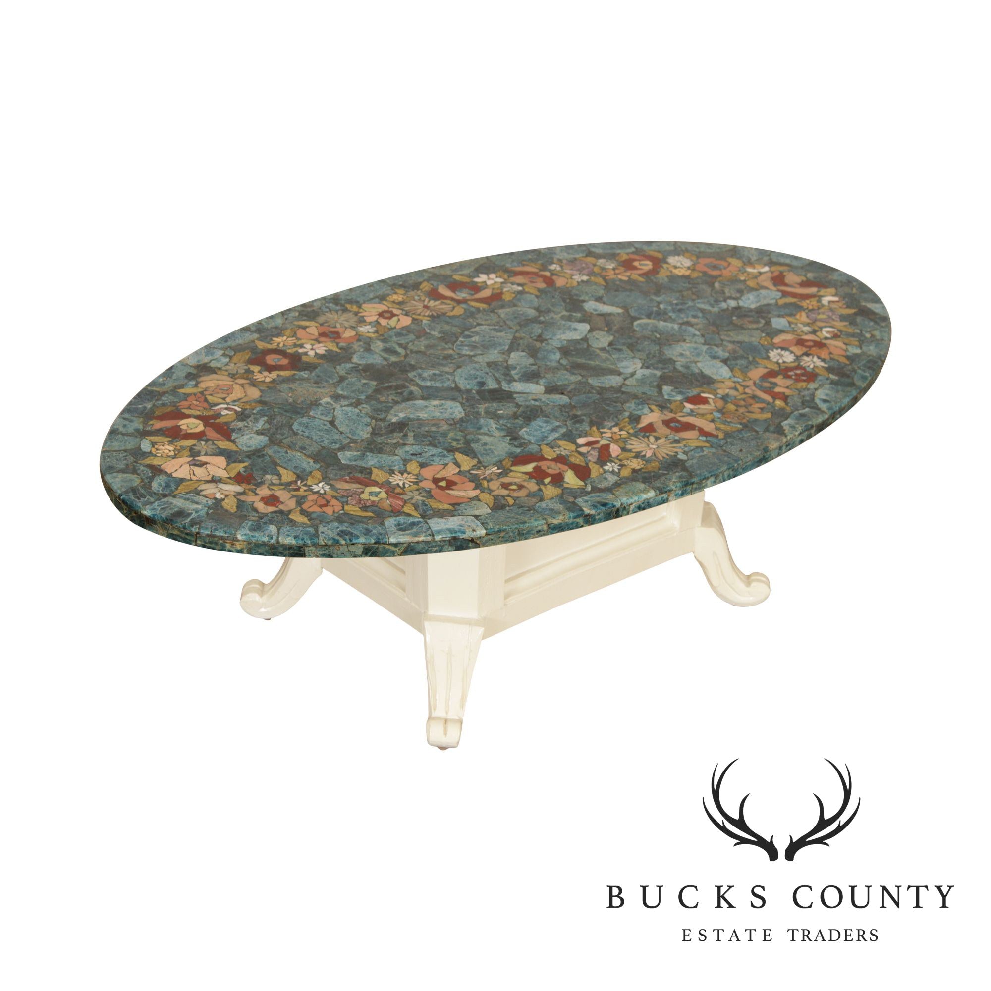 Mid Century Mosaic Marble Top Coffee Table