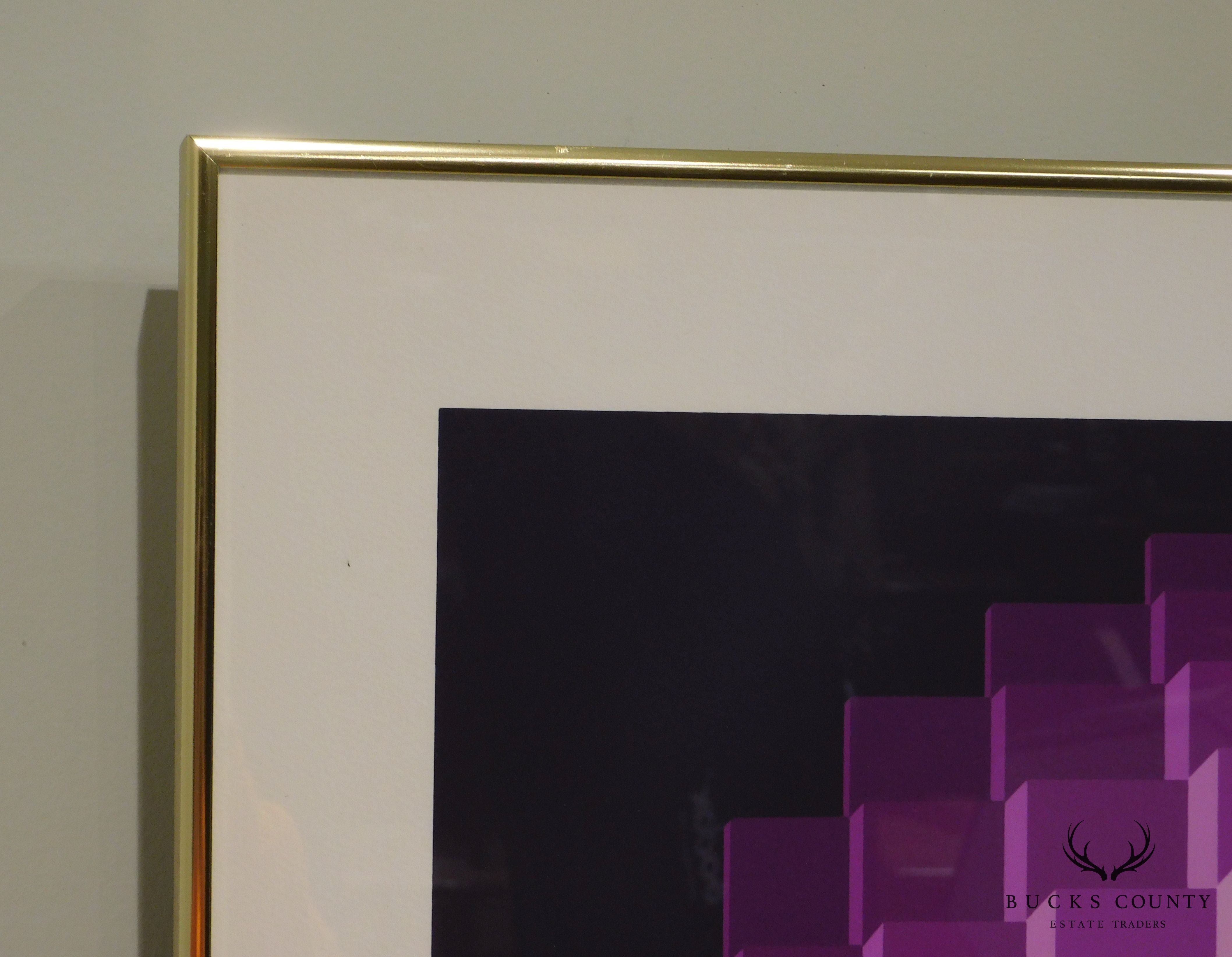 Jean - Pierre Yvarel "Purple Spectrum" Framed Serigraph