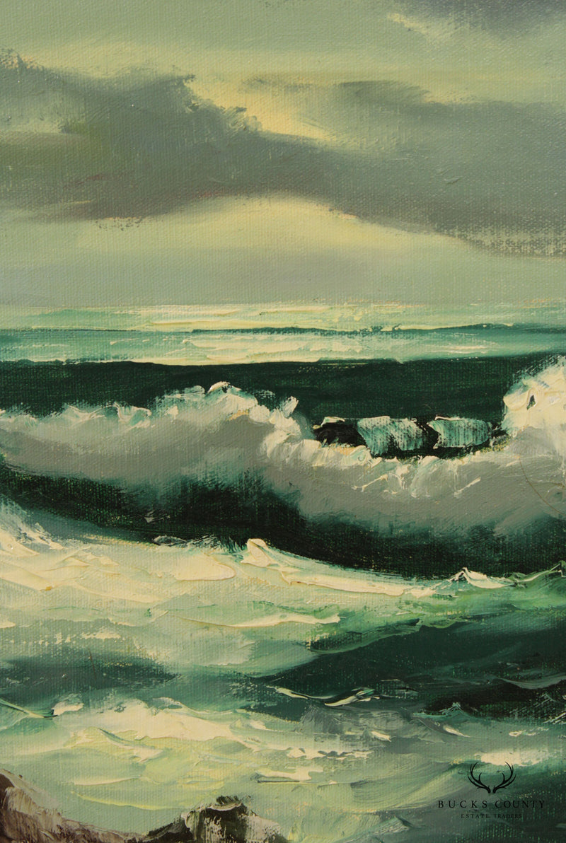 Vintage 20th C. Seascape Original Oil Painting, Signed