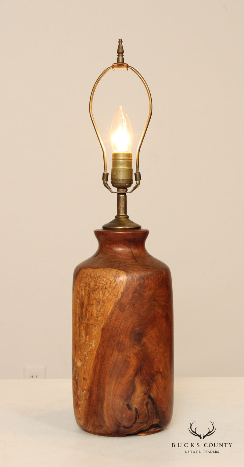Mid Century Modern Burl Walnut Table Lamp