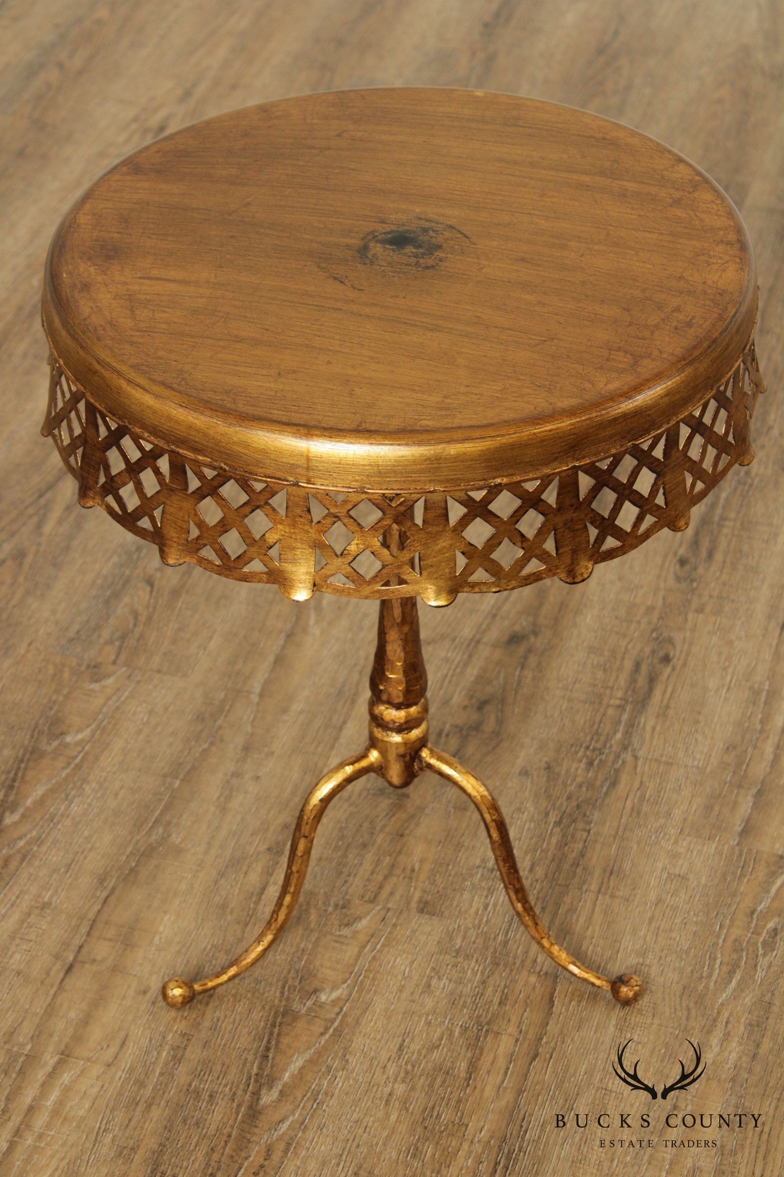 Lorin Marsh Vintage Hollywood Regency Style Gilt Metal Side Table