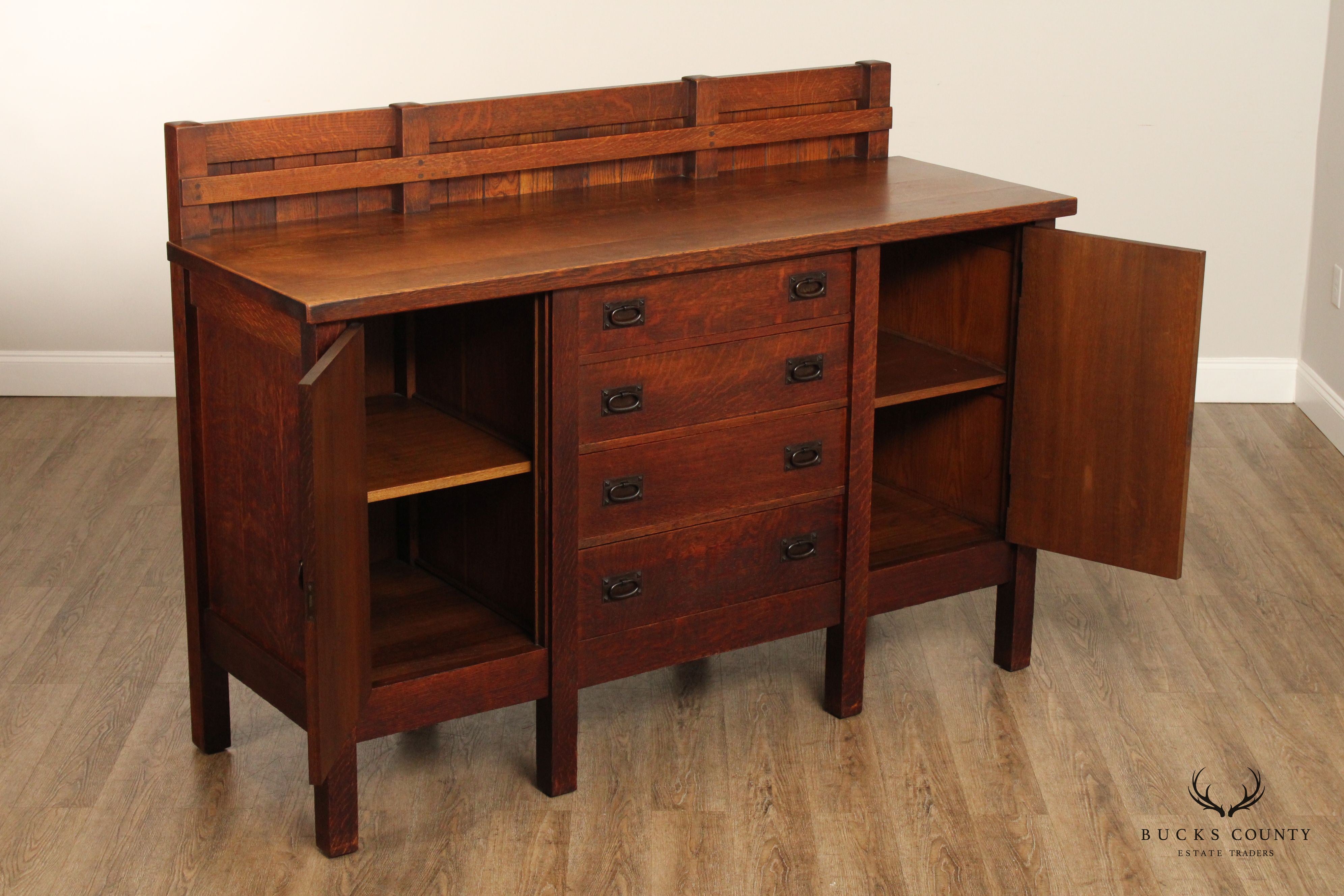 Gustav Stickley Mission Eight Leg Oak Sideboard