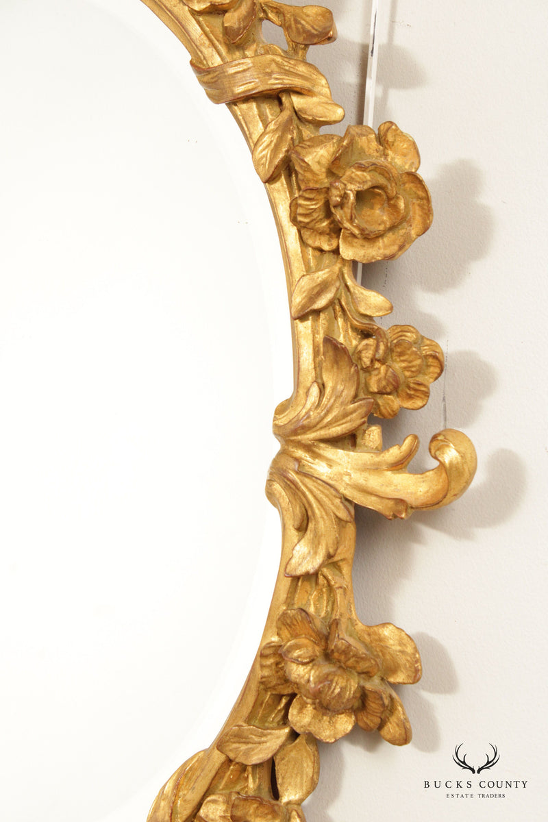 Williamsburg Rose Gilt Oval Beveled Mirror