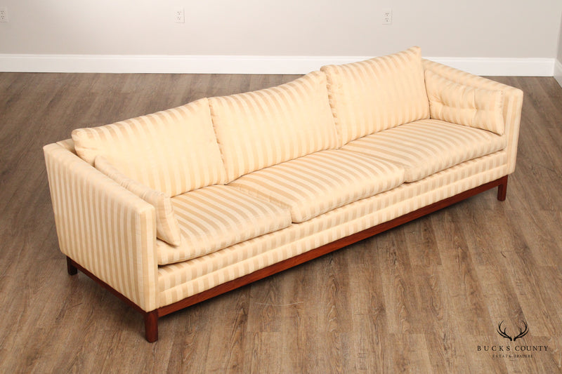 Danish Modern Teak Frame Custom Upholstered Three-Seat Sofa