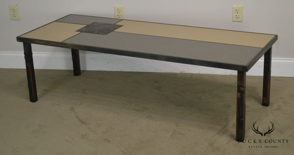 Raymond Mathis Tutto Metal Design Studio Crafted Iron & Stone Tile Top Coffee Table