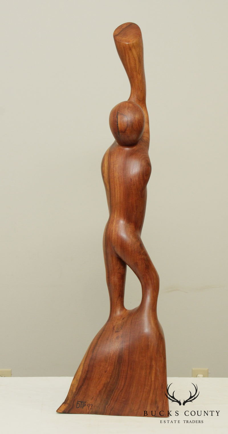 Modern Abstract Figural Carved Walnut Sculpture
