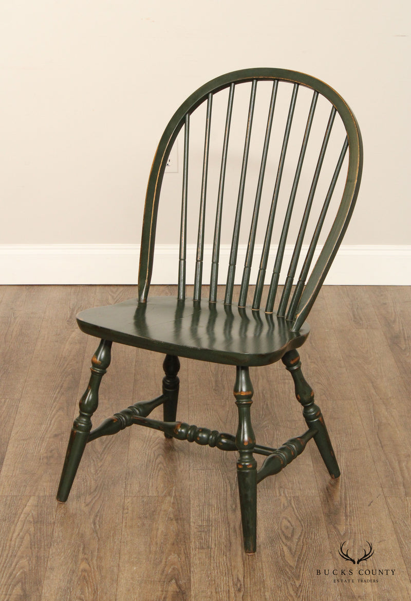 Early American Style Set of Four Painted Windsor Dining Chairs