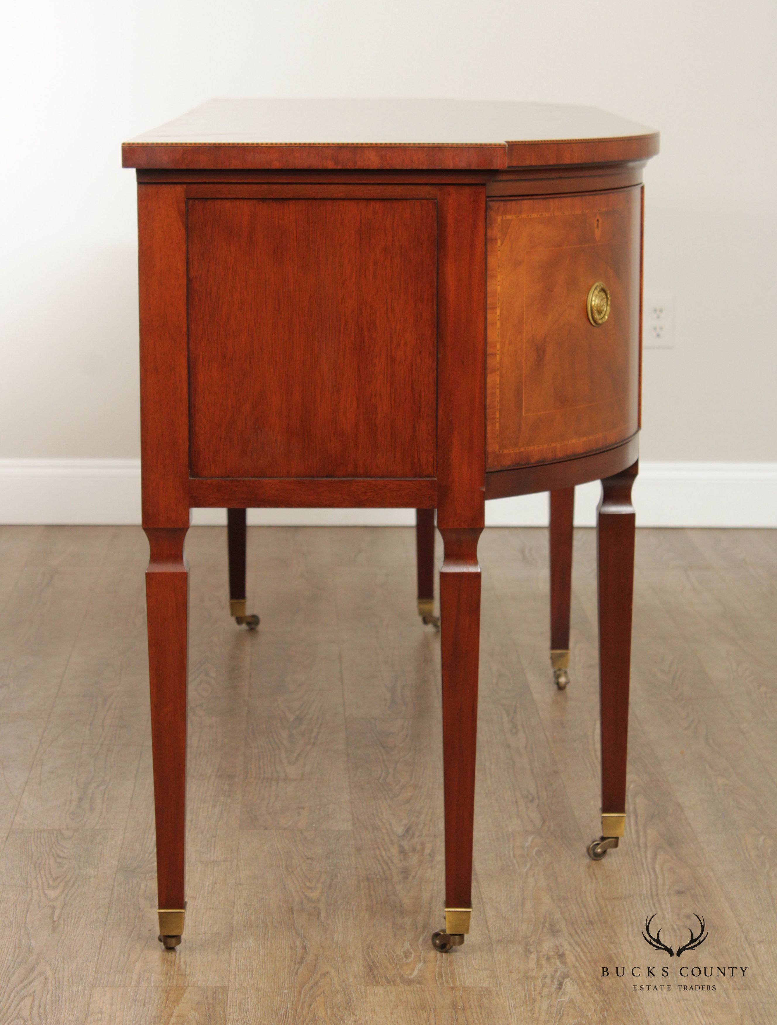 Baker Stately Homes Sheraton Style Mahogany and Satinwood Inlaid Sideboard