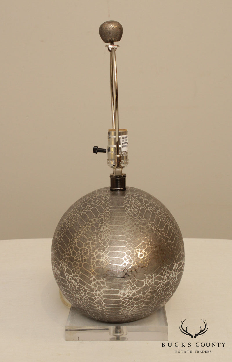 Quality Modern Silvered Table Lamp on Lucite Base