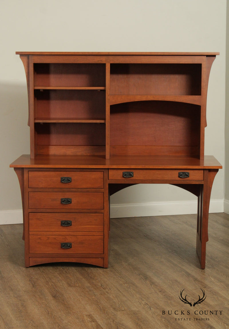 Mission Style Custom Cherry Desk with Bookcase Top