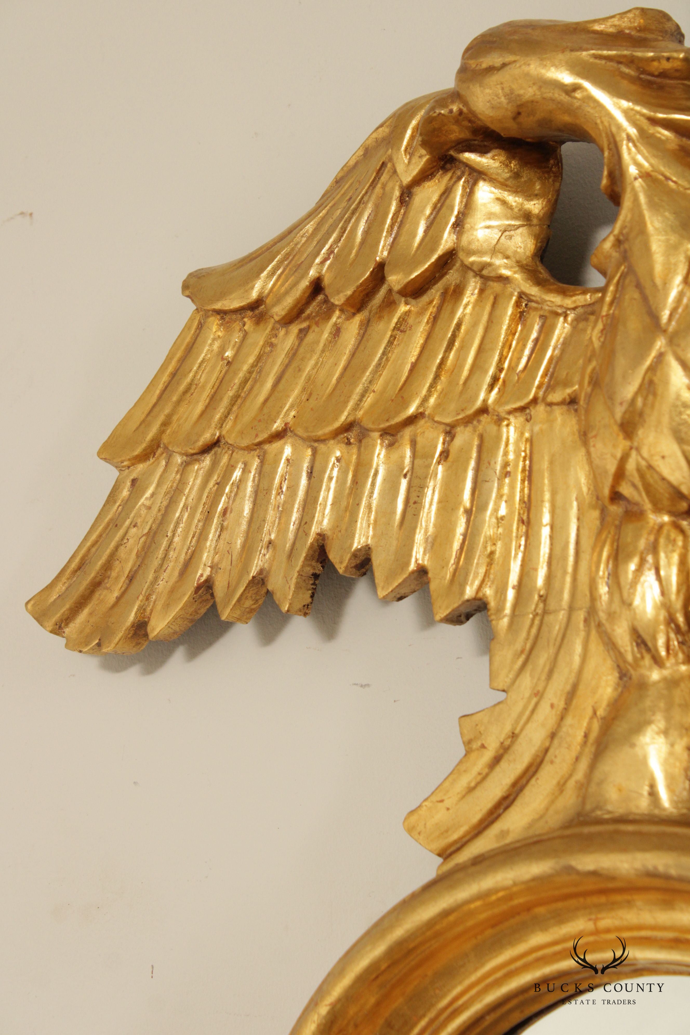 Italian Neoclassical Style Pair of Giltwood Phoenix Mirrors