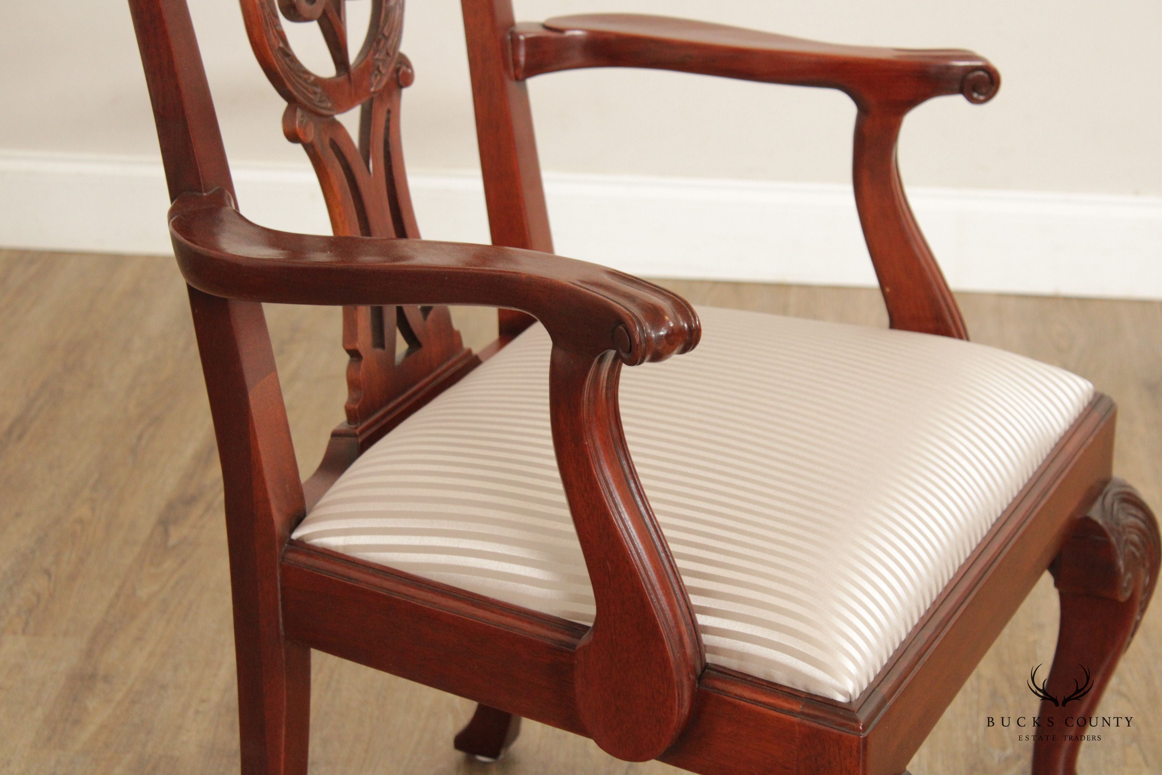 Baker Chippendale Style Set of Ten Carved Mahogany Dining Chairs