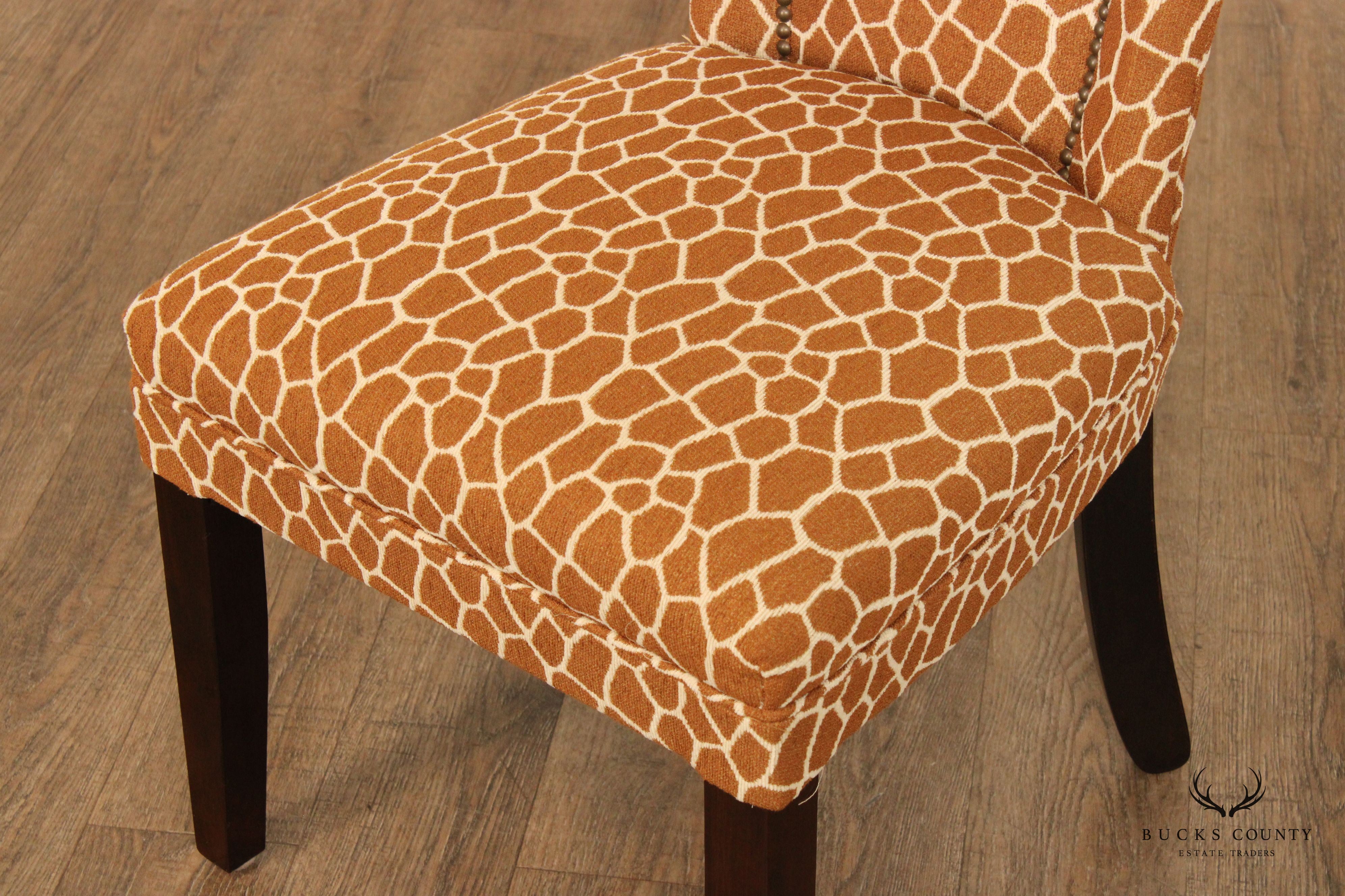 Transitional Style Pair Custom Upholstered Side Chairs