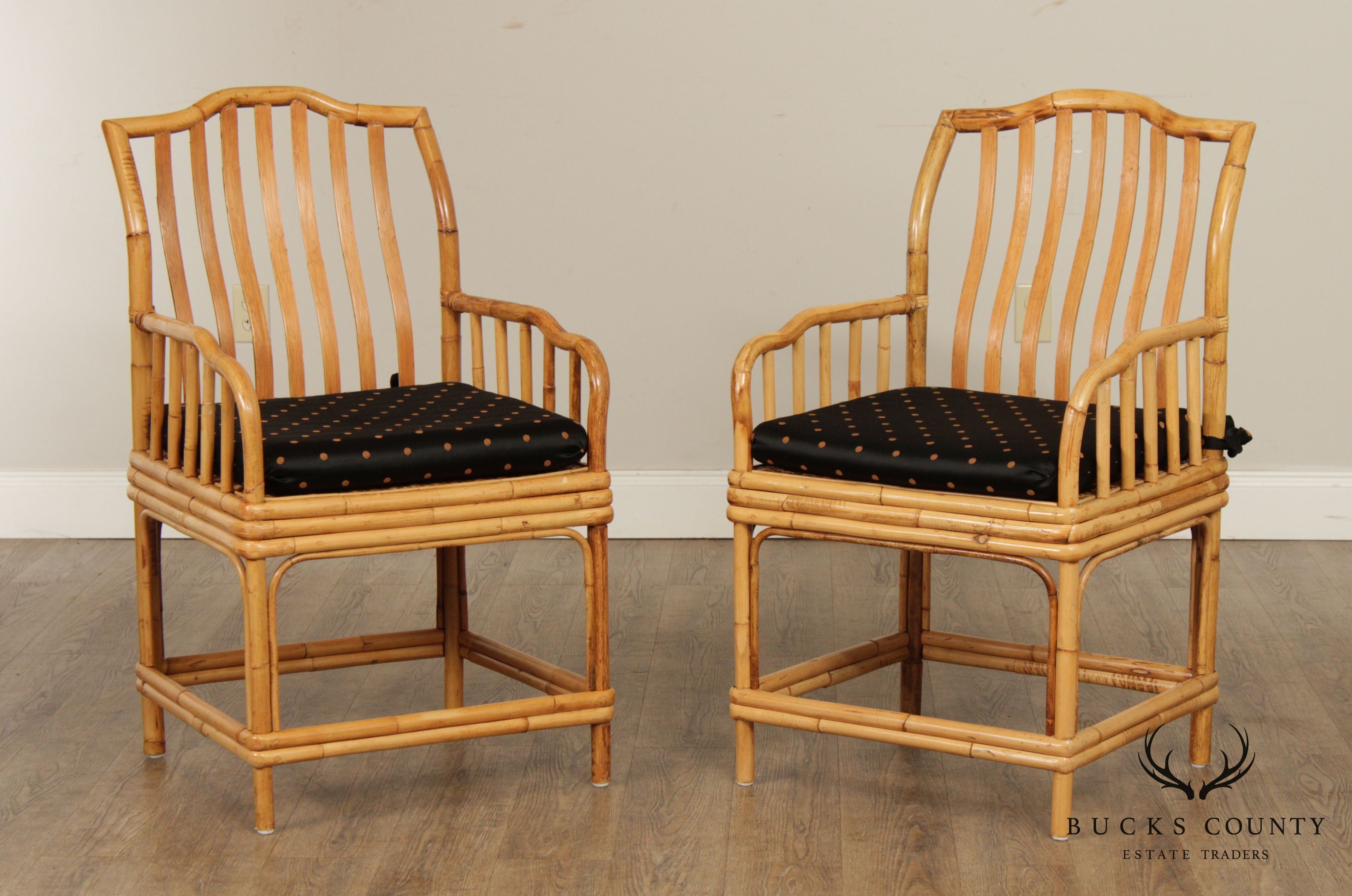 Vintage Pair Bamboo, Rattan Armchairs