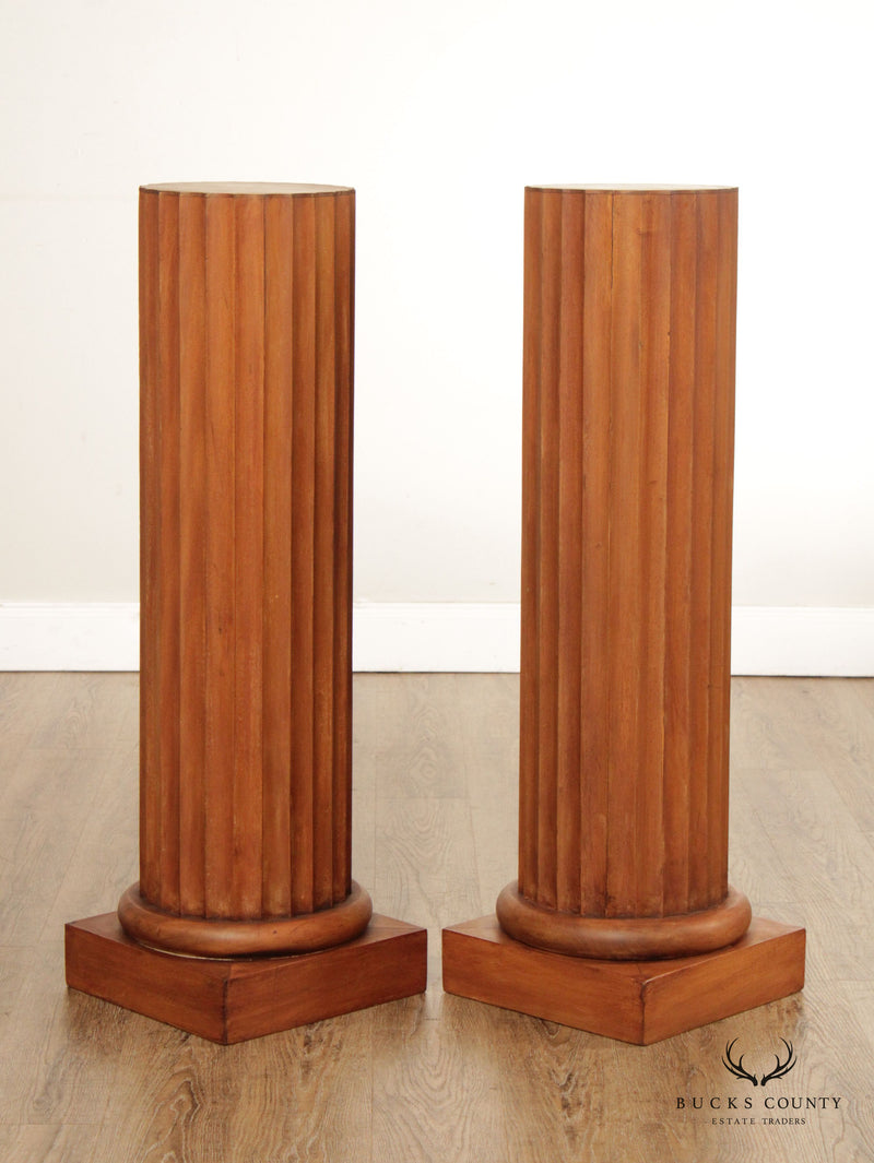 Neoclassical Style Pair of Fluted Painted Wood Columnar Pedestals