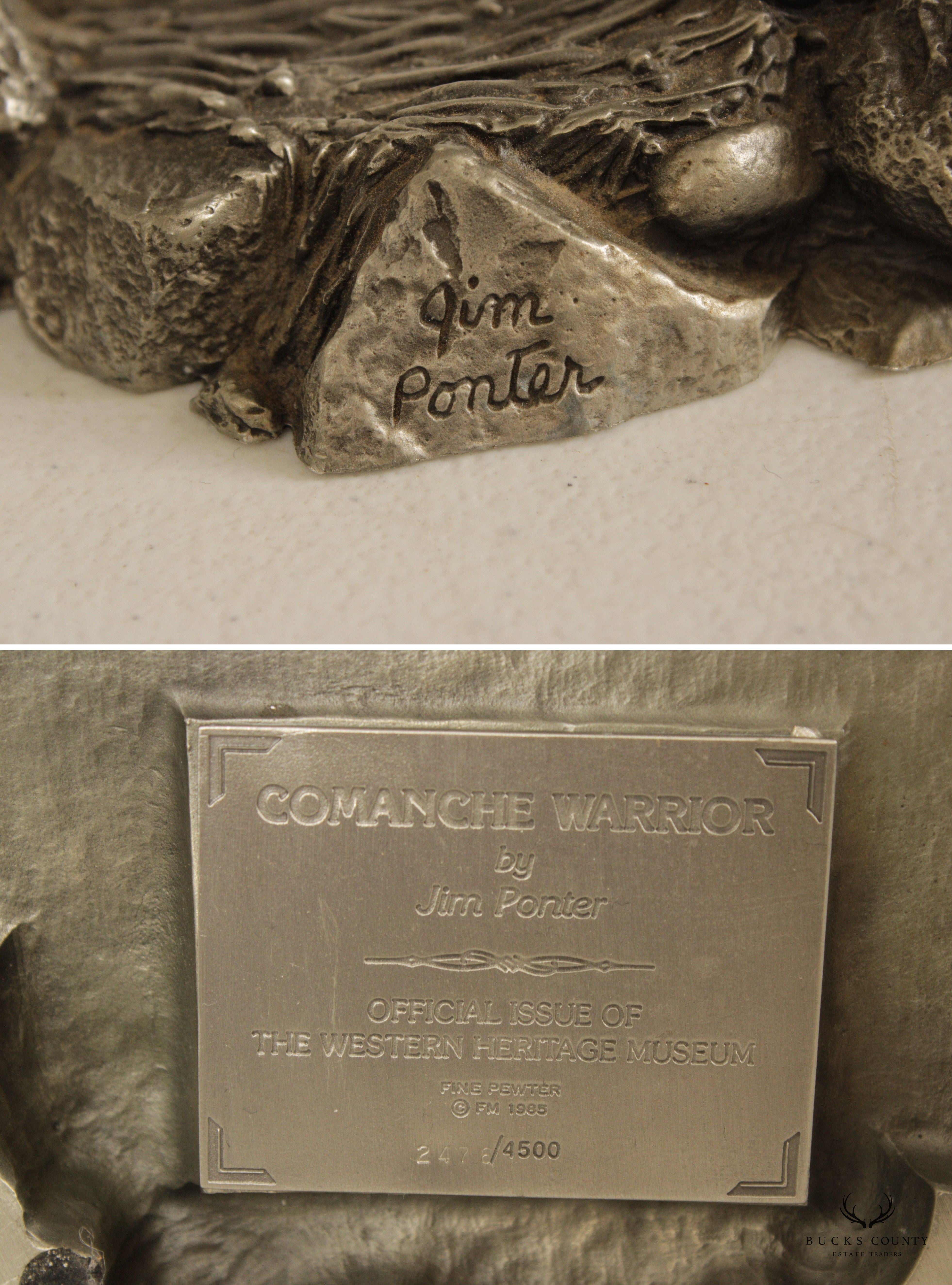 Jim Ponter Native American 'Comanche Warrior' Pewter Sculpture