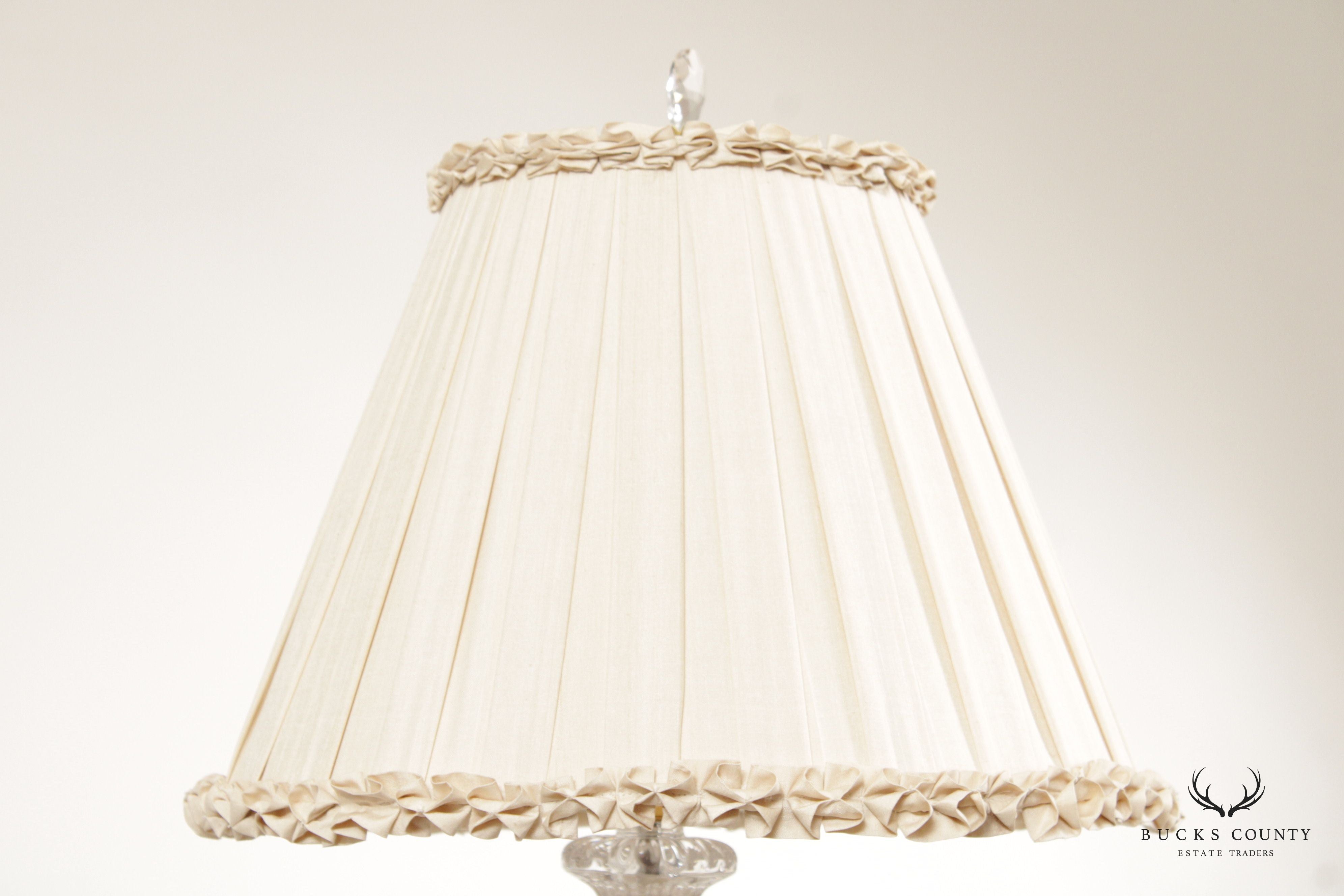 Traditional Cut Glass and Brass Table Lamp