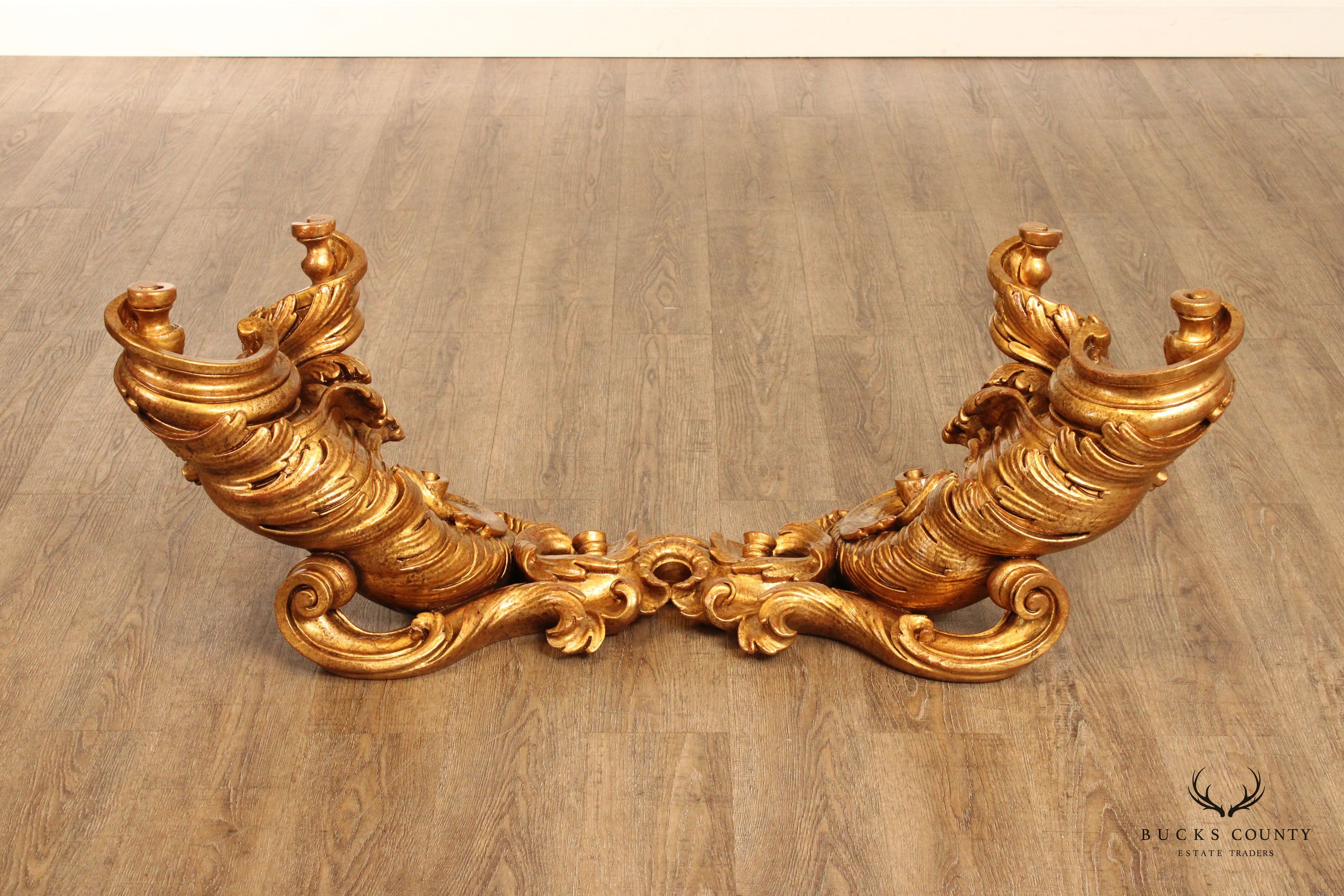 Italian Rococo Style Carved Gilt Wood Coffee Table Base