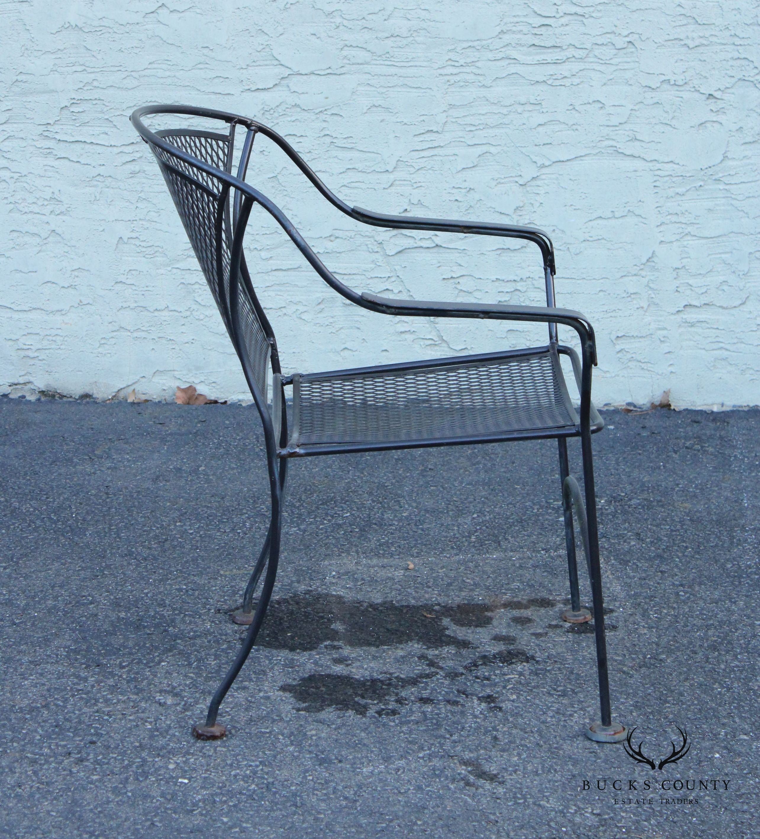 Vintage Set of Four Wrought Iron Patio Dining Chairs