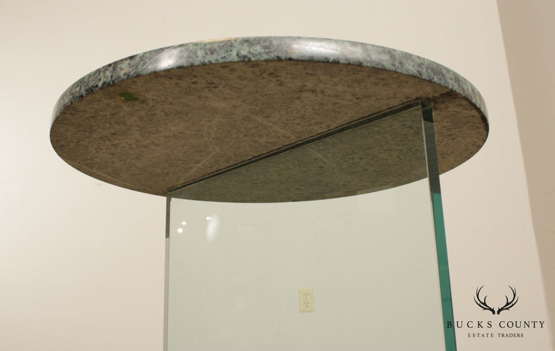 Postmodern Glass & Marble Pedestal Side Table
