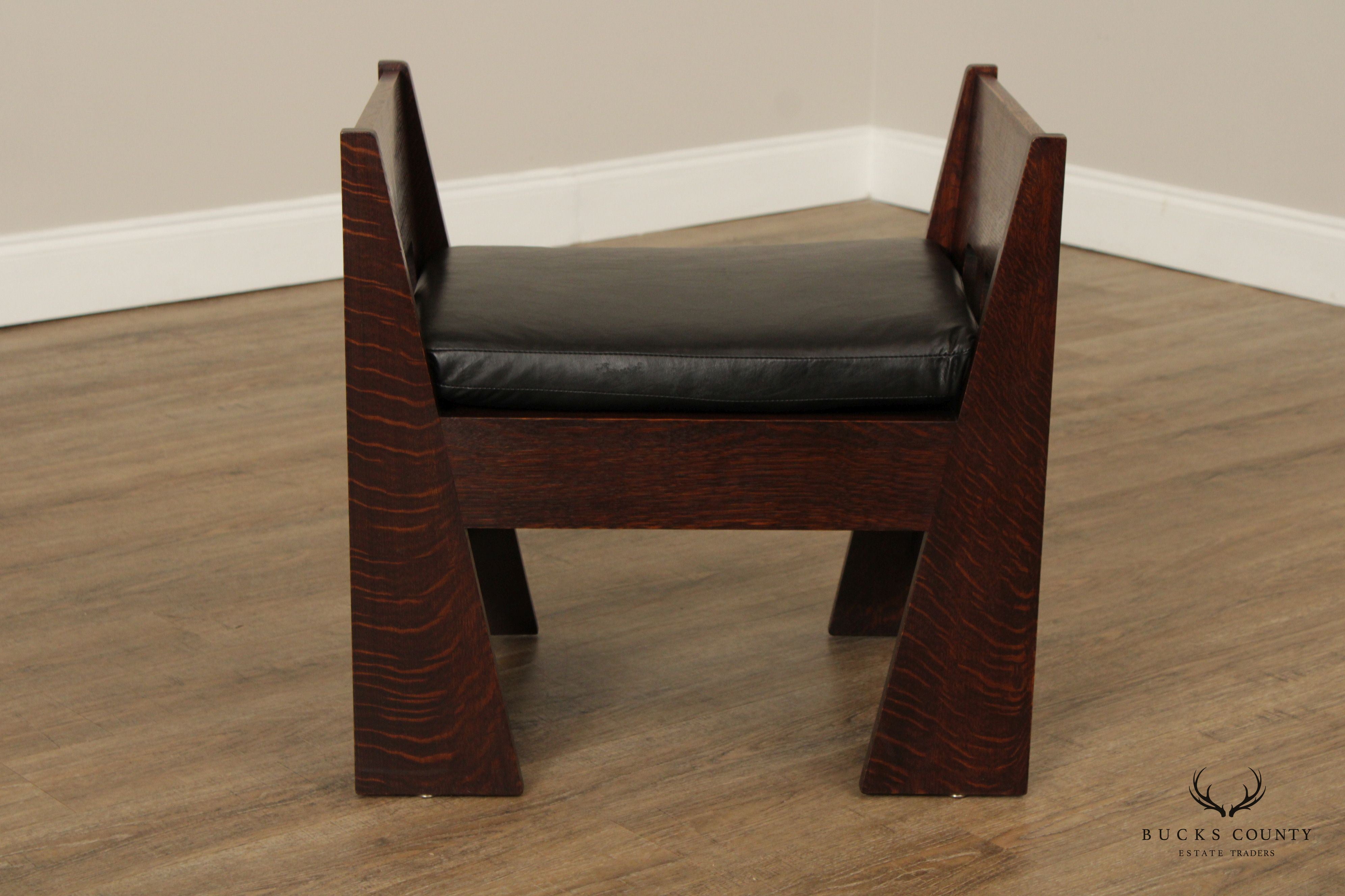 Mission Style Custom Oak Bench After Limbert