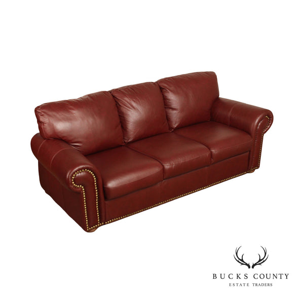 Chateau D'ax Quality Red Leather Three Seat Sofa