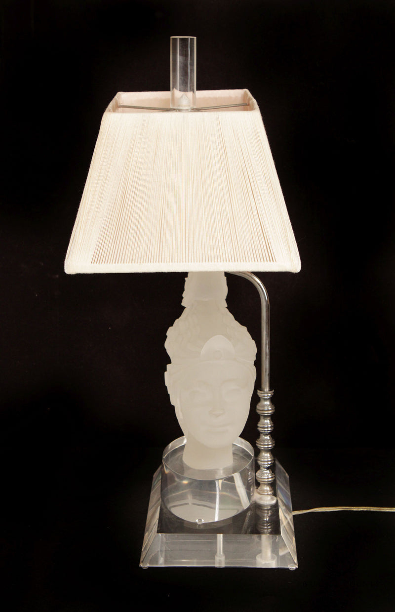 B.C. Raffy Art Deco Style Frosted Lucite Sculptural Table Lamp