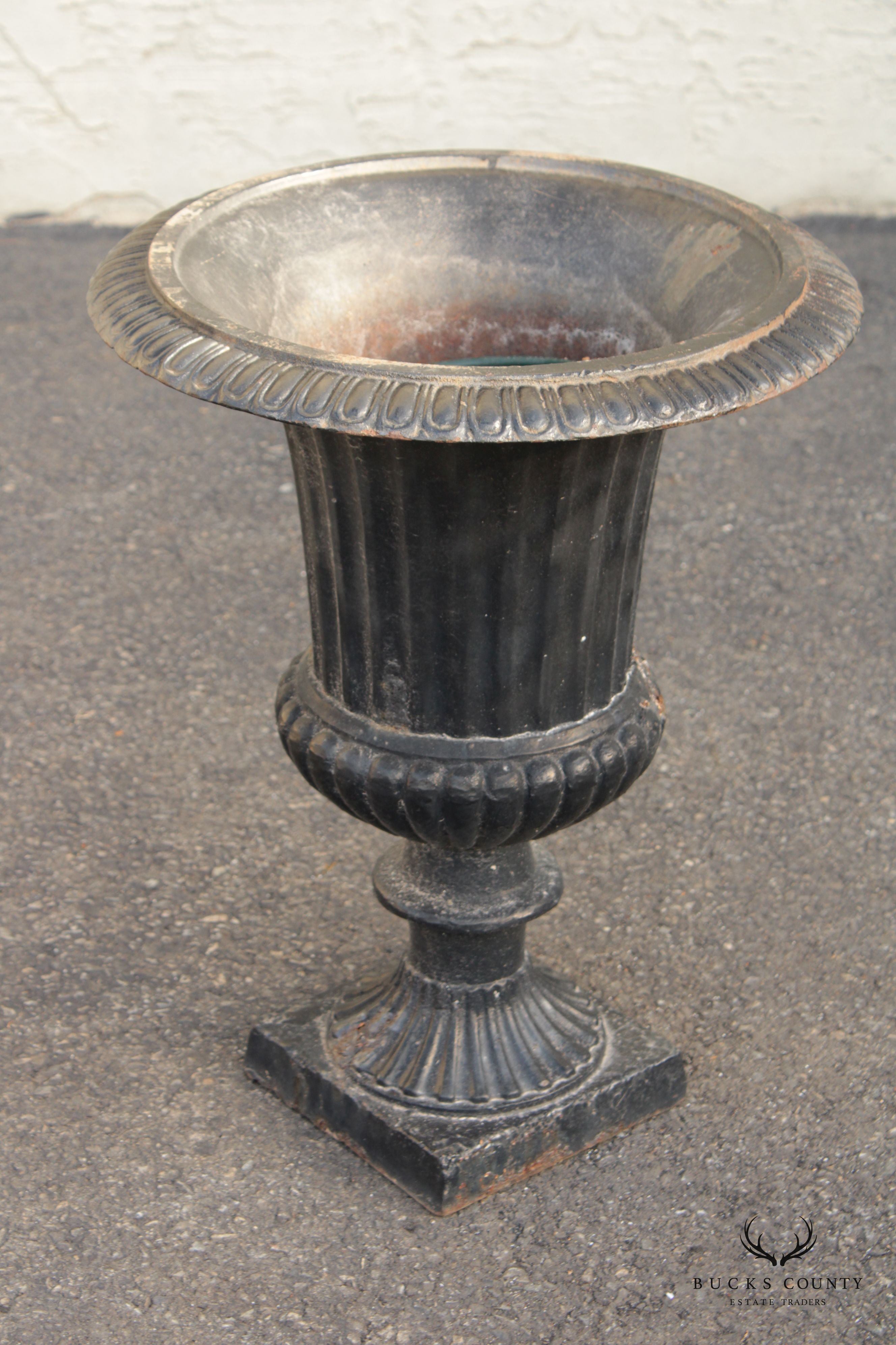 Vintage Classical Style Cast Iron Garden Urn Planter