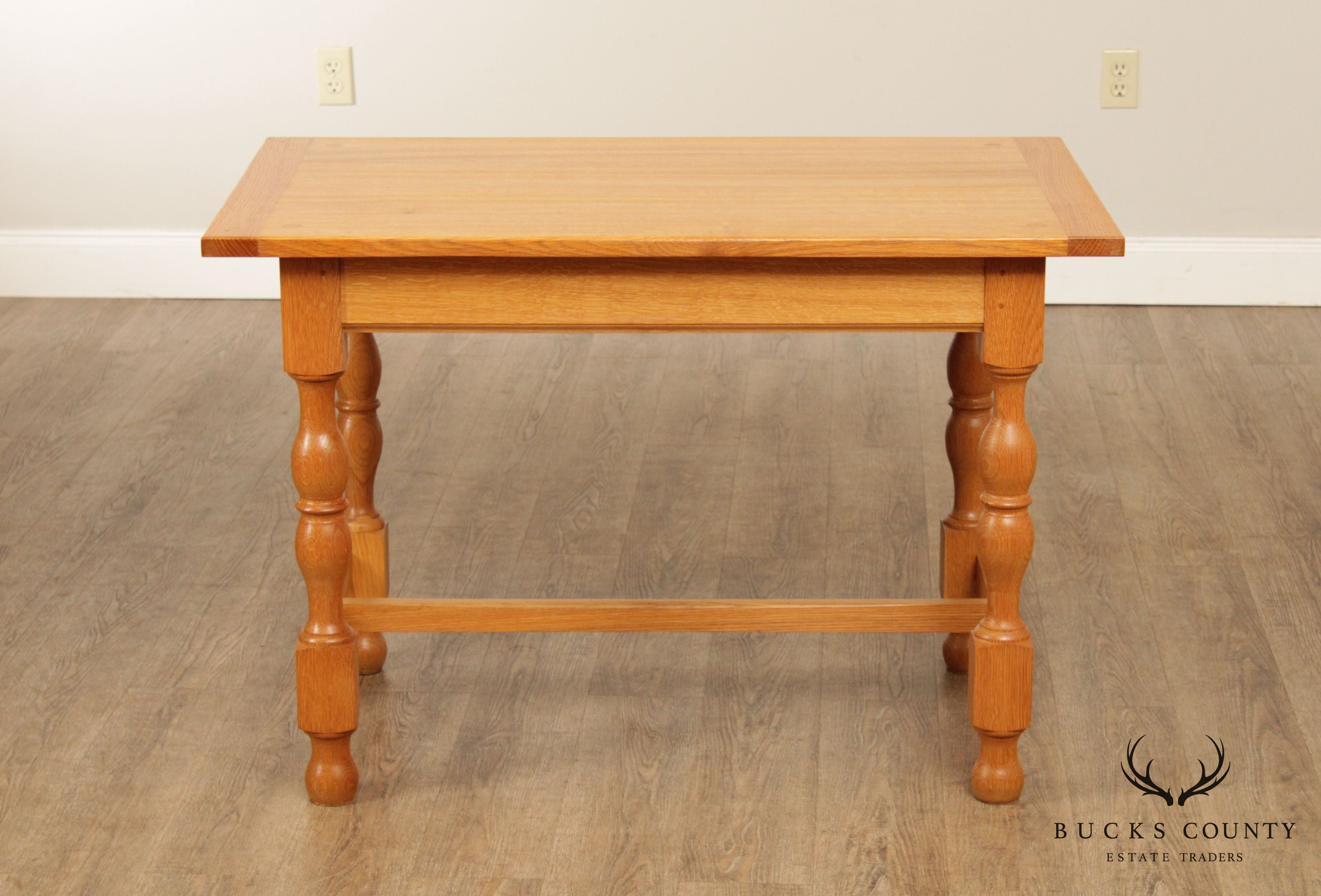 Vintage Custom Crafted Oak Trestle Table