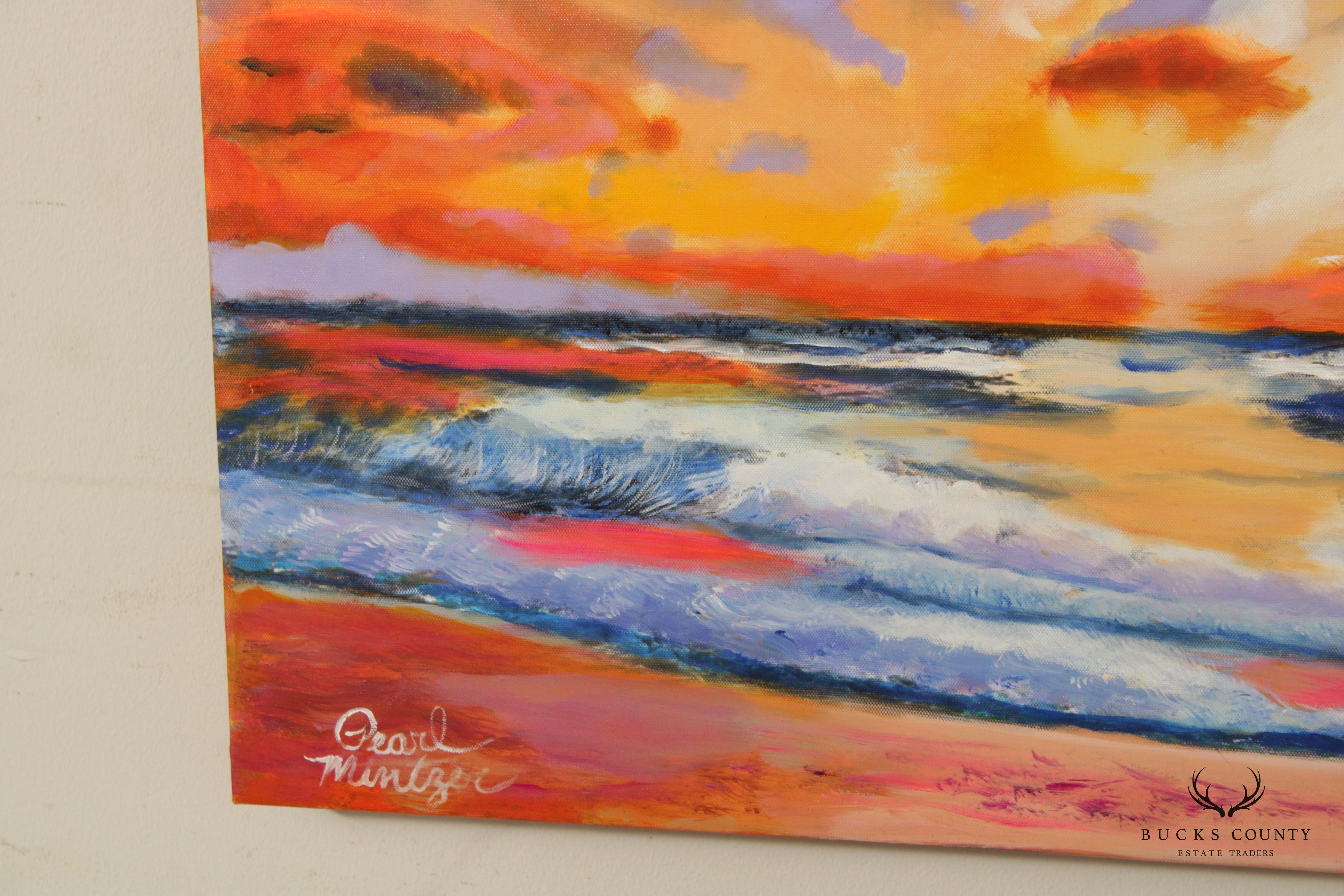 Pearl Mintzer 'Sunset Beach' Original Painting