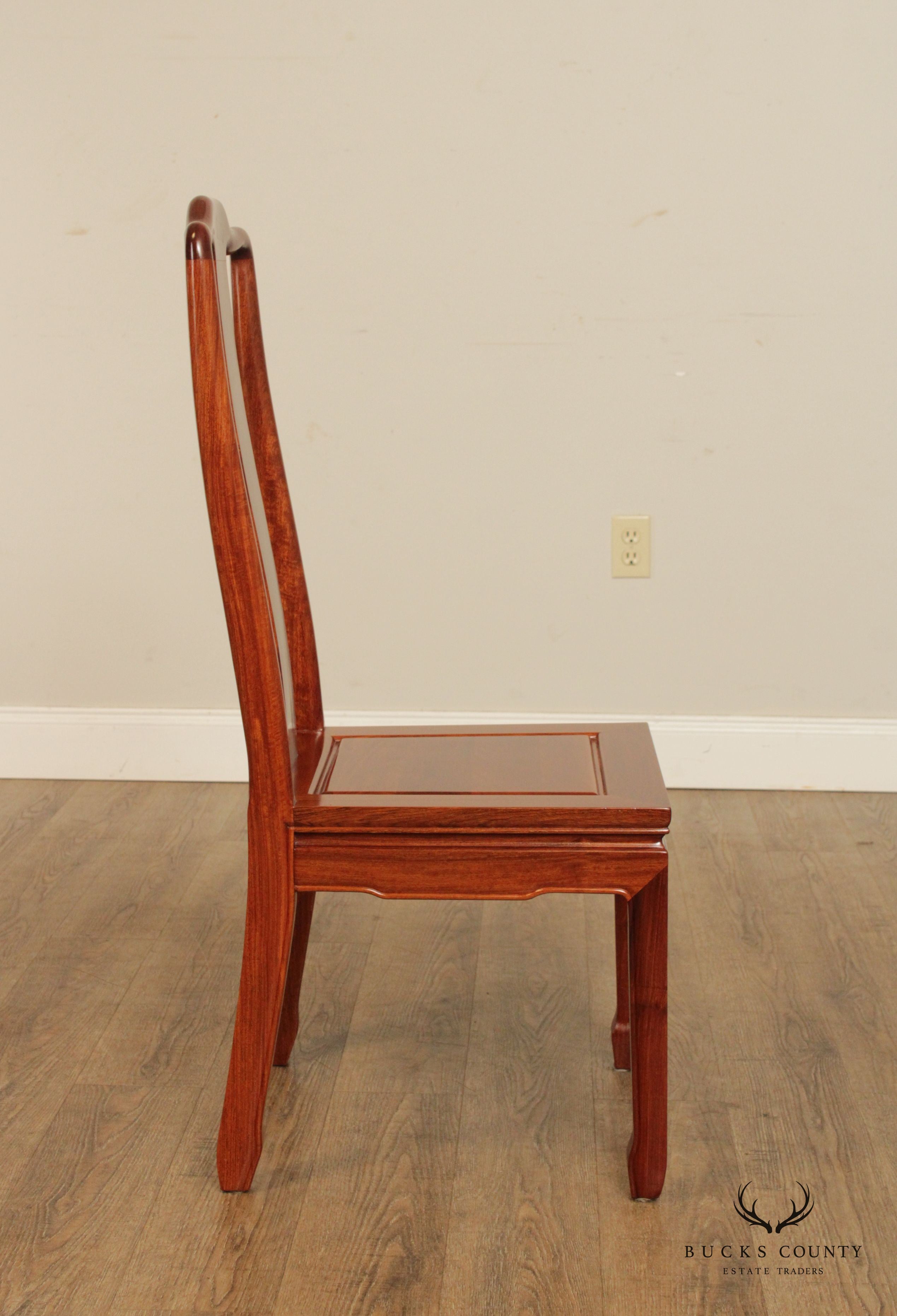 Vintage Chinese Rosewood Set of Ten Yoke Back Dining Chairs