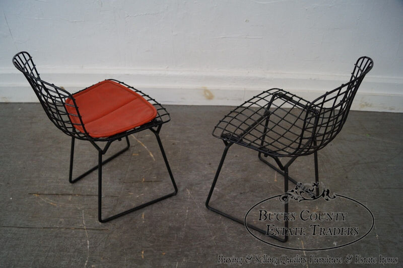 Knoll Mid Century Pair of Bertoia Black Wire Childs Chairs
