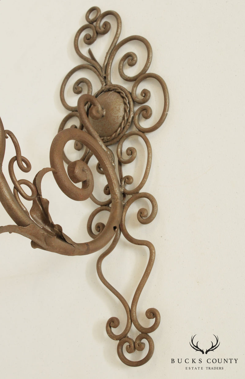 Vintage Italian Wrought Iron Wall Sconce