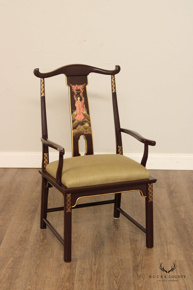 Traditional Asian Style Yoke Back Dining Armchair
