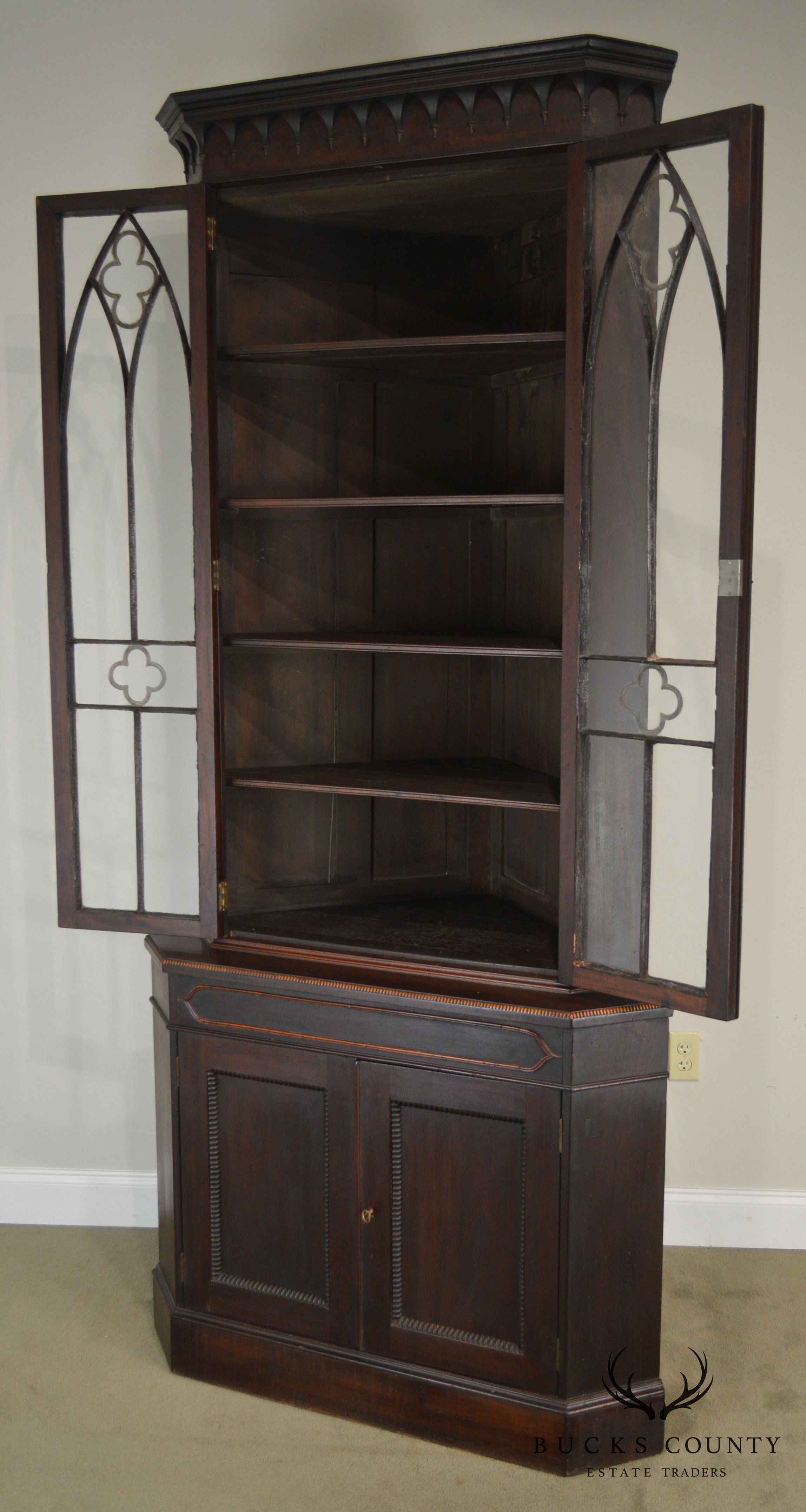 American Gothic Antique Rosewood Corner Cabinet Attributed to Meeks