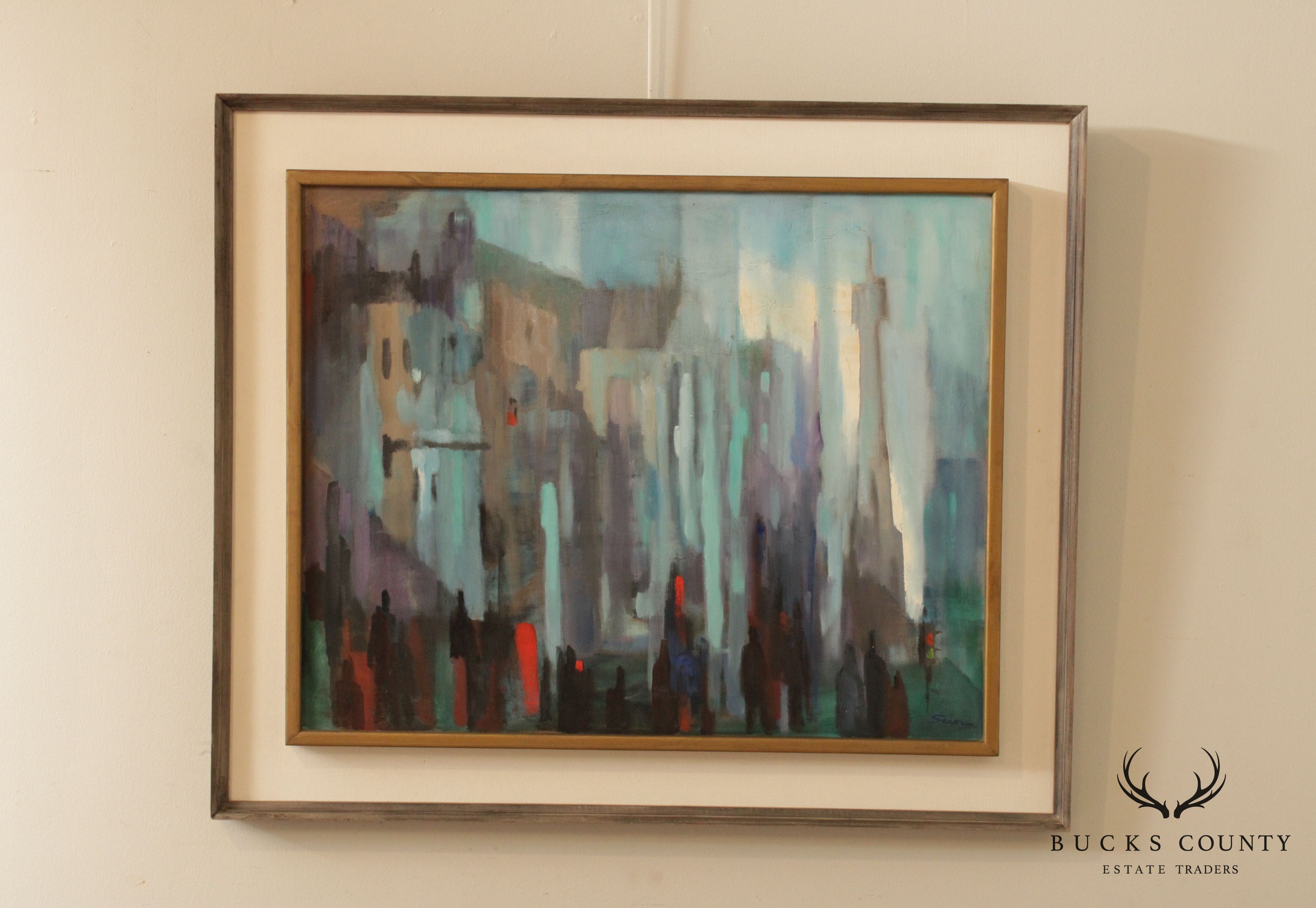 Johanna Secor ' Exodus' Impressionist Cityscape Original Painting