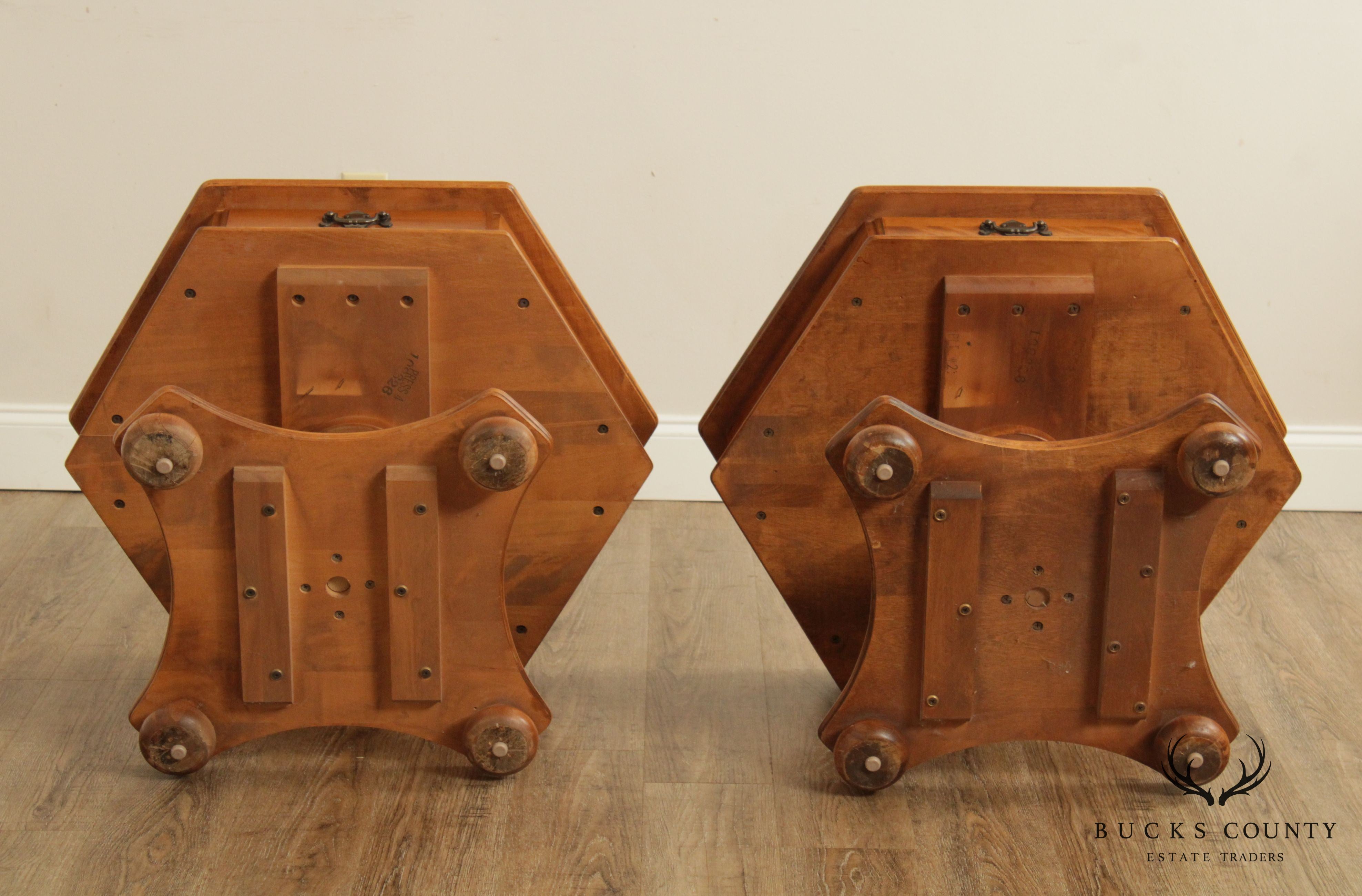 Ethan Allen Heirloom Vintage Maple Pair of Hexagonal End Tables