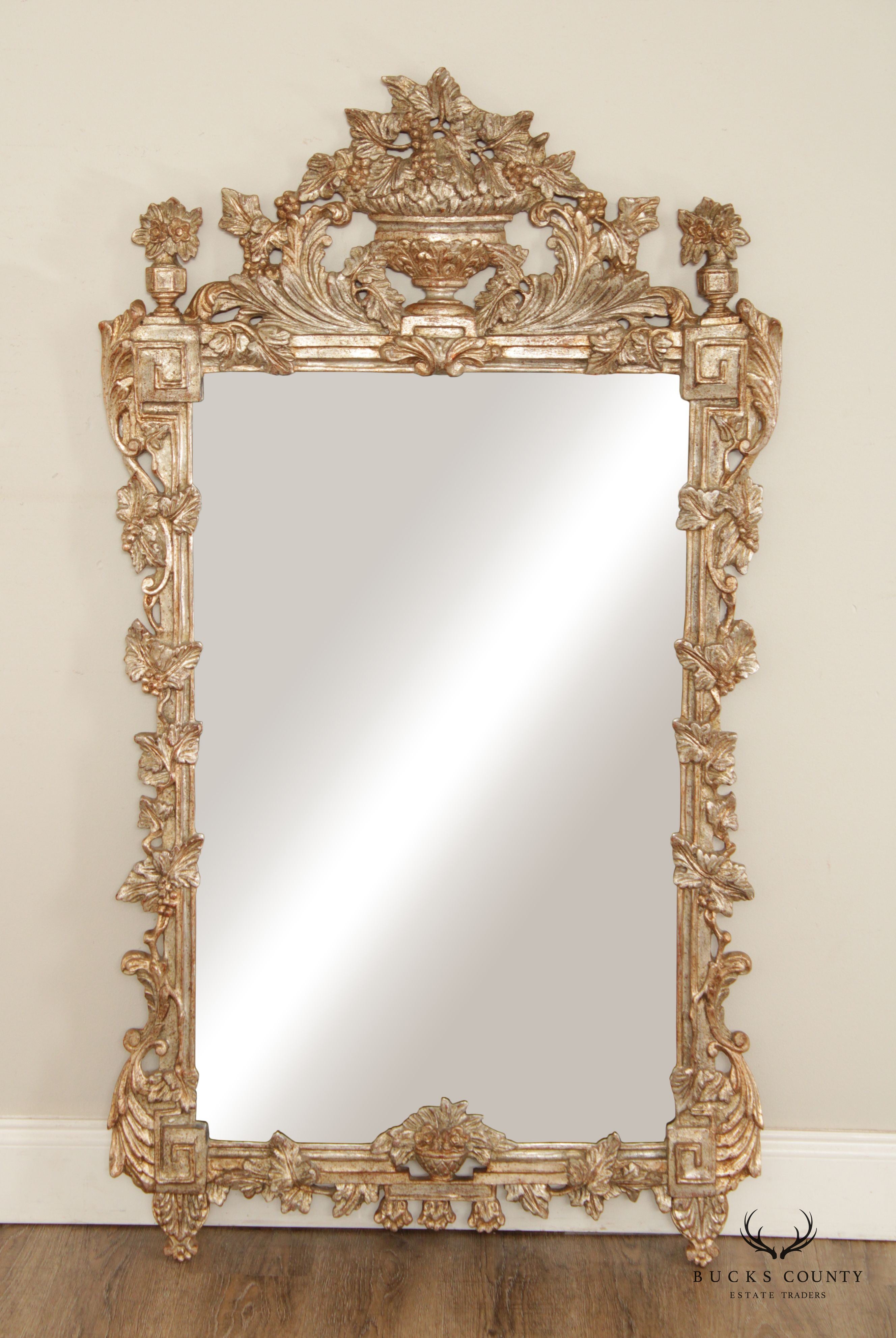 Italian Neoclassical Style Silvered Giltwood Wall Mirror