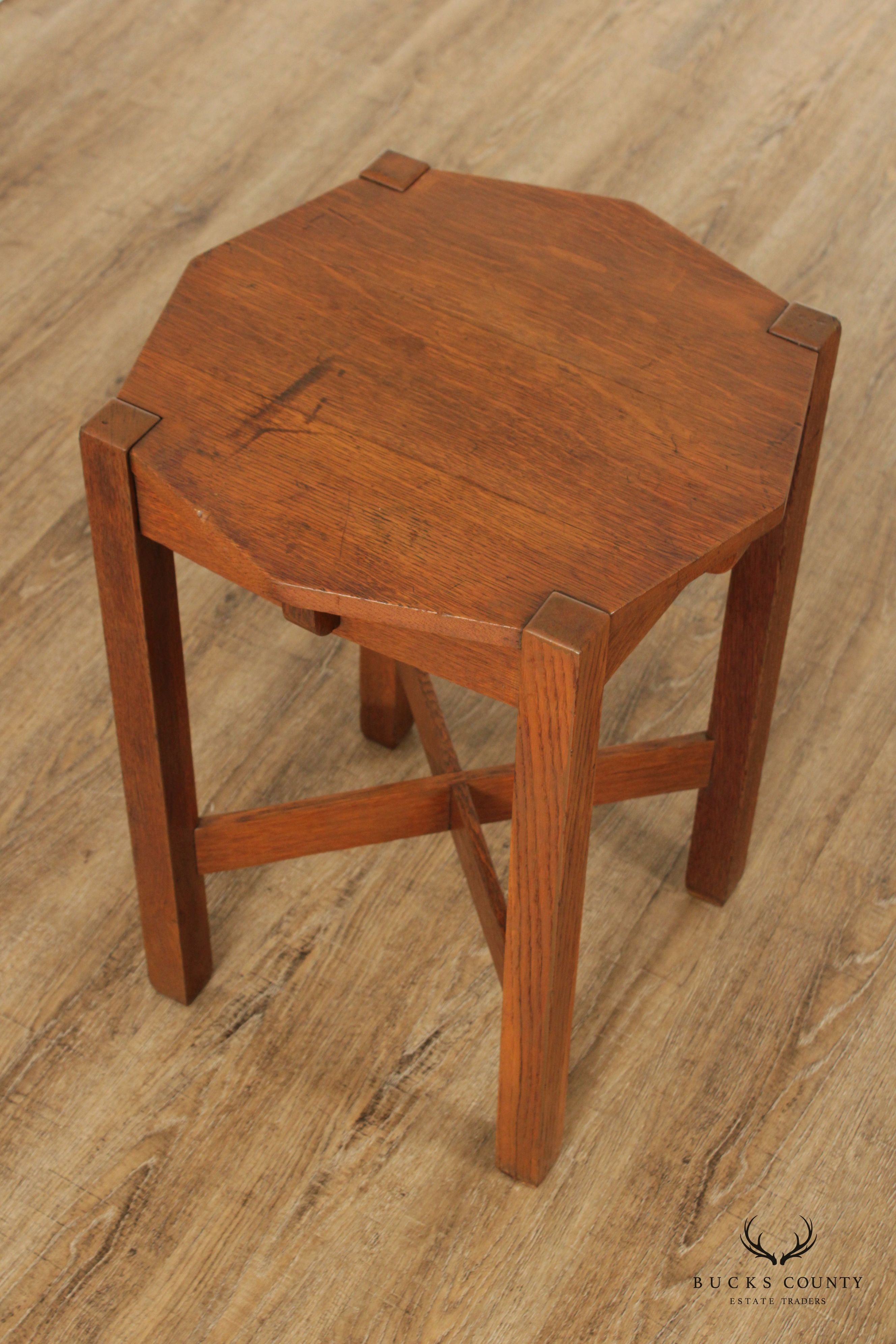 Stickley Brothers Antique Mission Solid Oak Octagonal Lamp Table