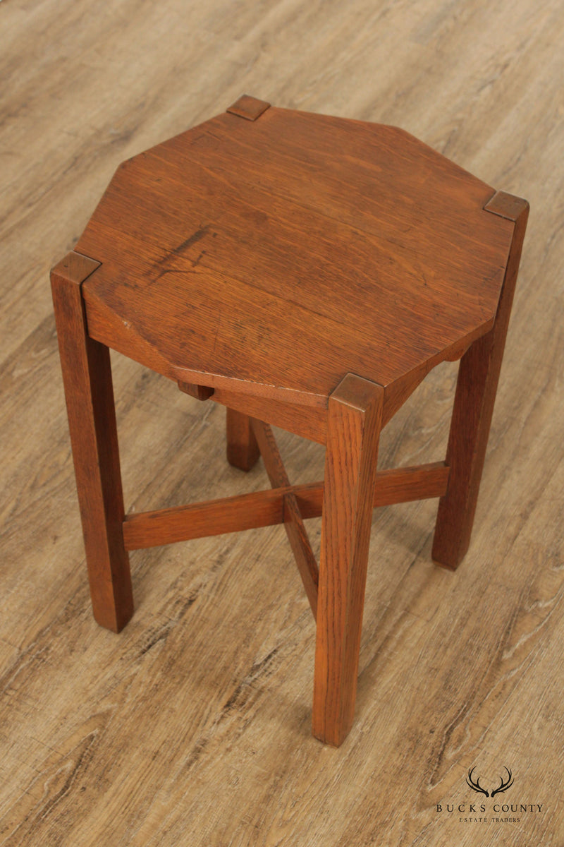 Stickley Brothers Antique Mission Solid Oak Octagonal Lamp Table