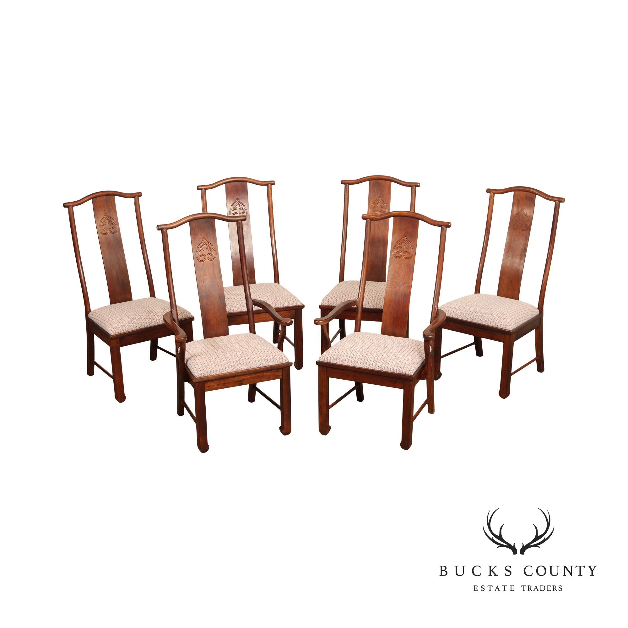 Bernhardt Chinese Style Set of Six Yoke Back Dining Chairs