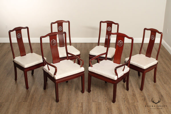 Asian Style Set of Six Yoke Back Dining Chairs