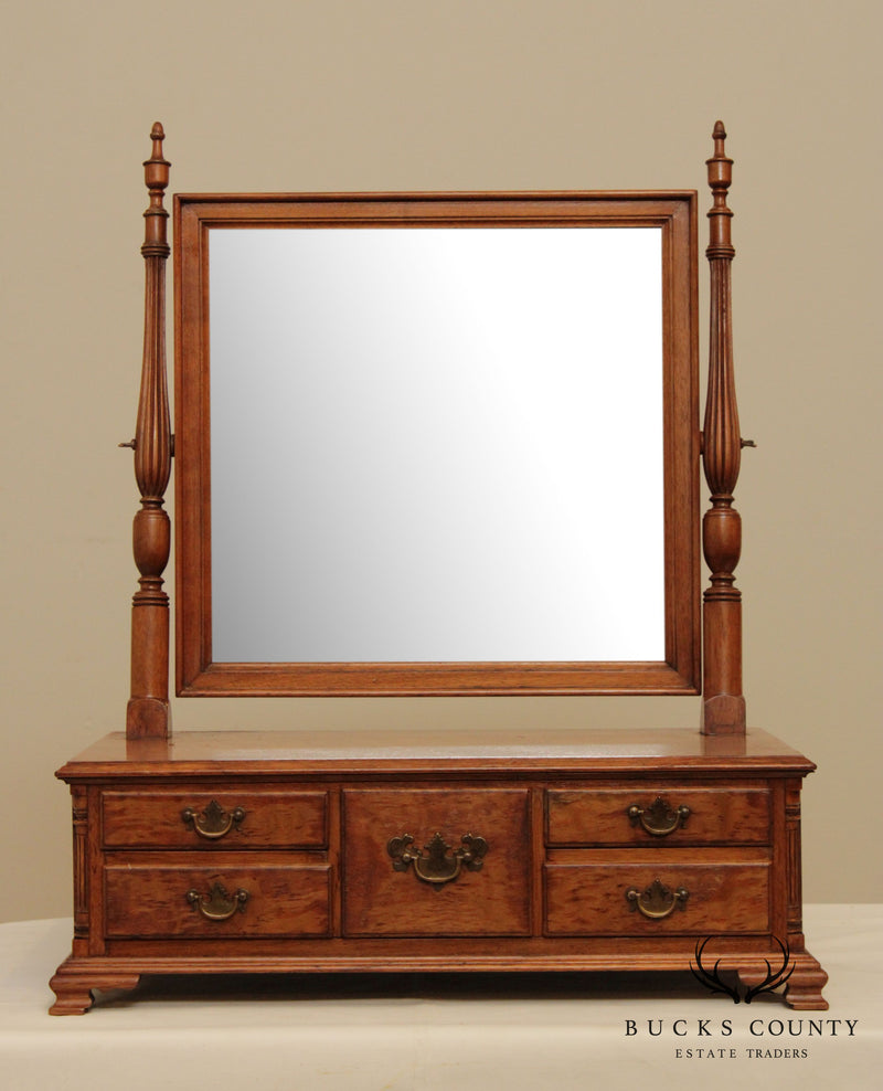 Robert Hogg Vintage Chippendale Style Dresser Top Shaving Mirror with Drawers