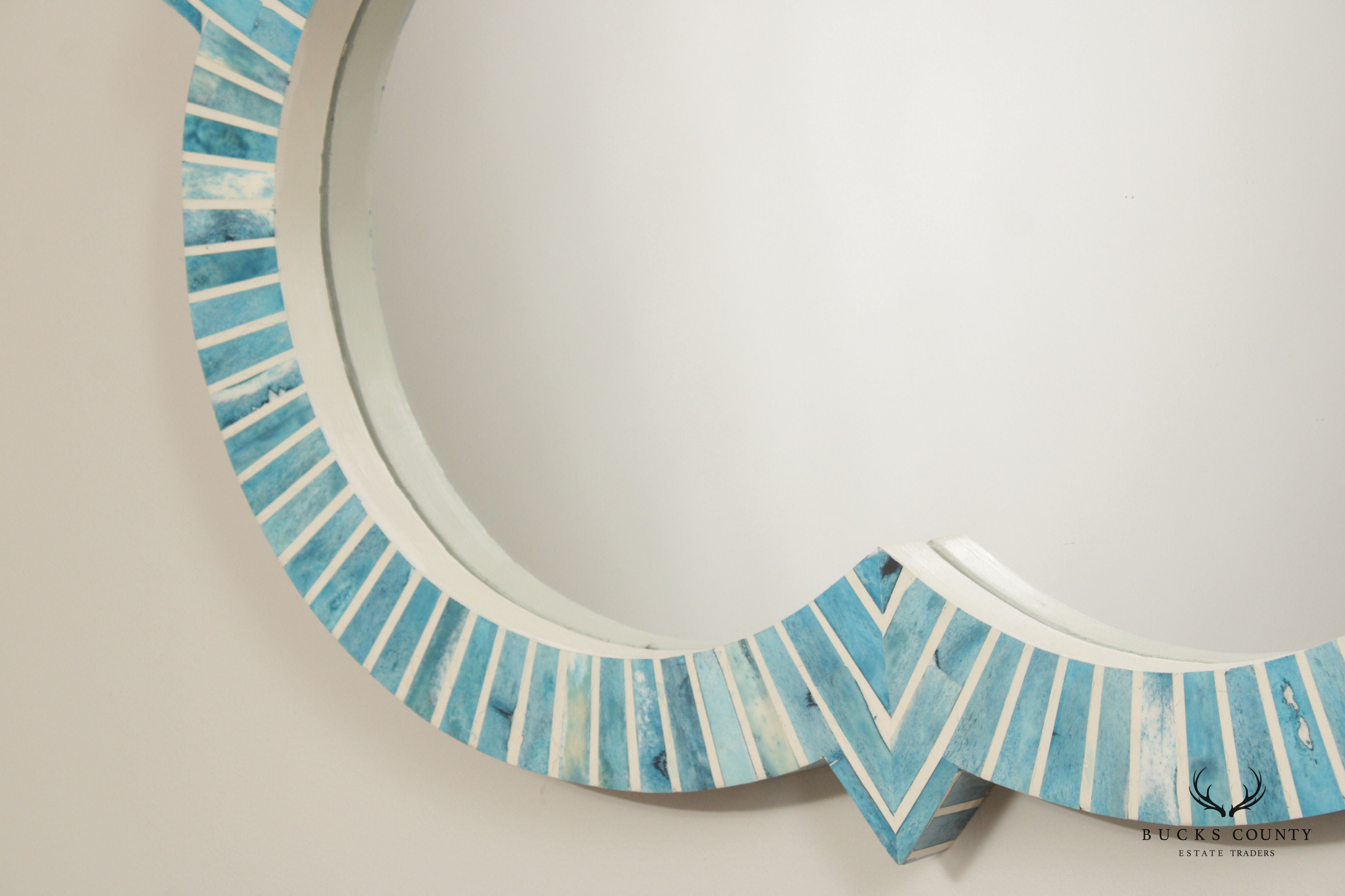 Santorini Style Faux Bone Inlaid Quatrefoil Mirror