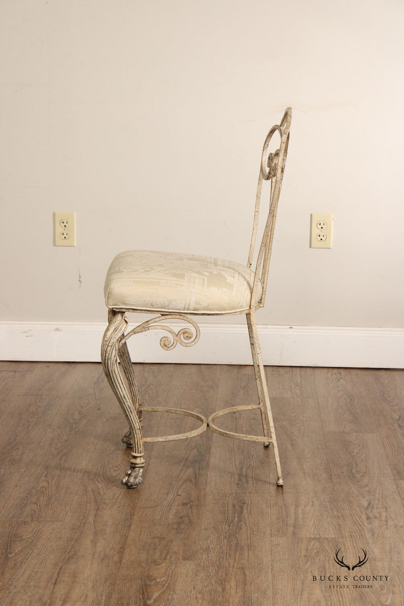 French Style Painted Wrought Iron Side Chair