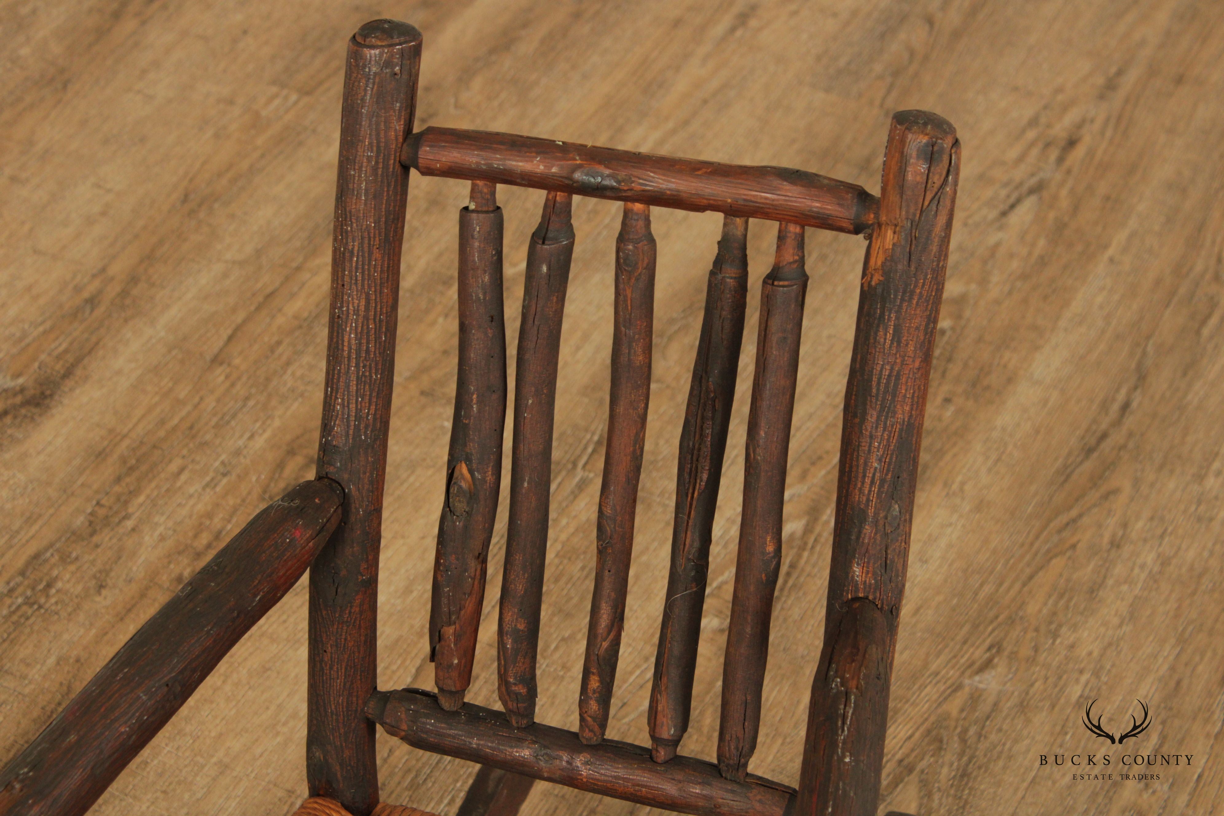 Antique Adirondack Rustic Style Children's Rocking Chair